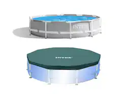 Intex - 10'x30" Round Above Ground Swimming Pool & 10' Round Swimming Pool Cover