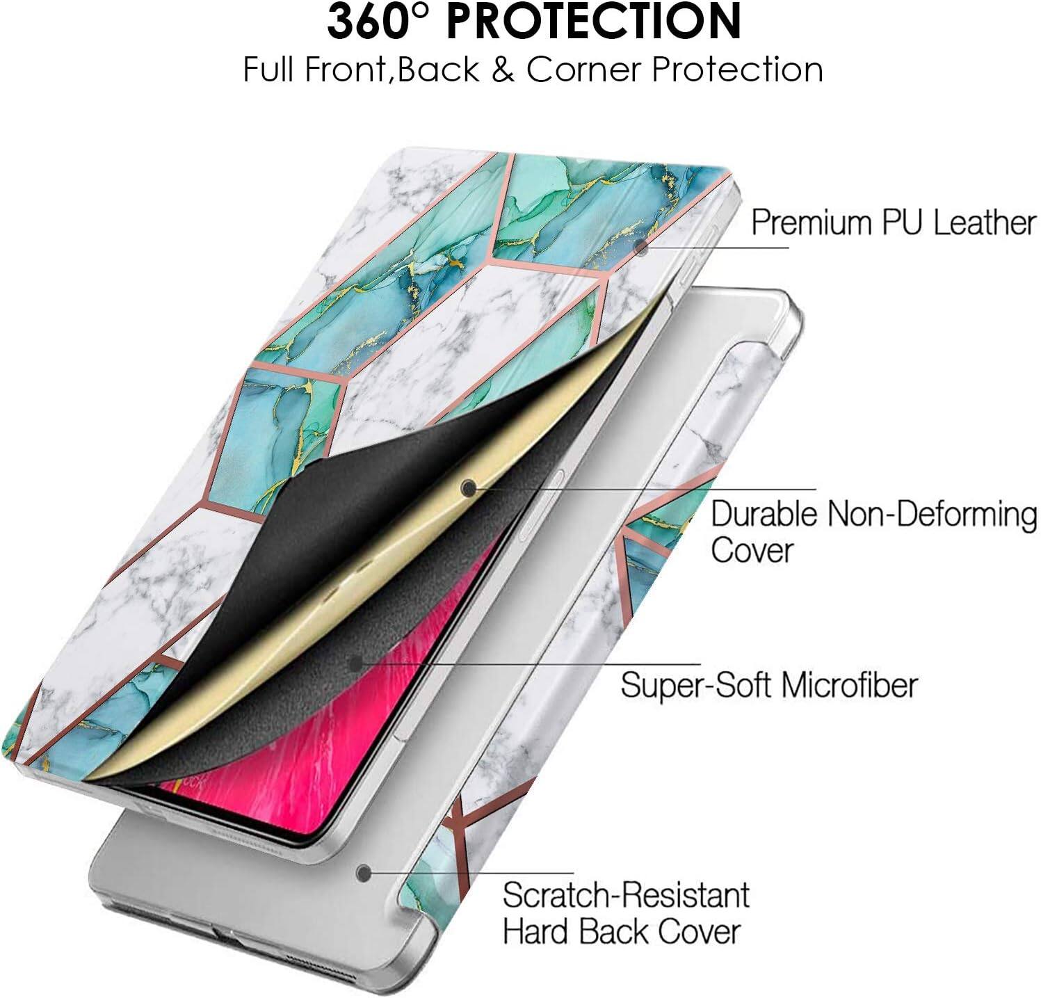 360° PROTECTION  
Full Front, Back & Corner Protection

Premium PU Leather  
Durable Non-Deforming Cover  
Super-Soft Microfiber  
Scratch-Resistant Hard Back Cover