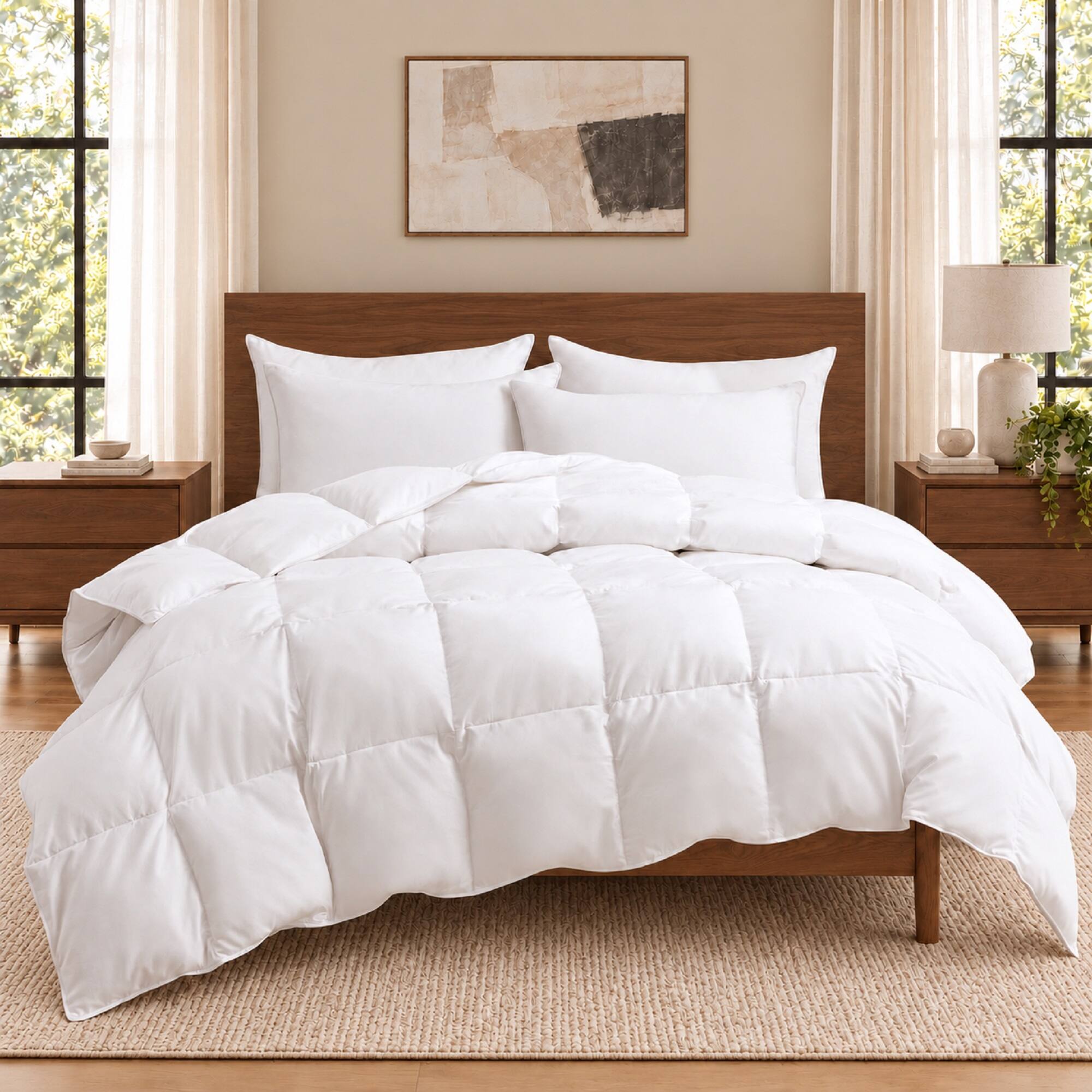 Front. Peace Nest - Peace Nest All Season White Goose Down Comforter Duvet Insert with Soft Cover, King - White.