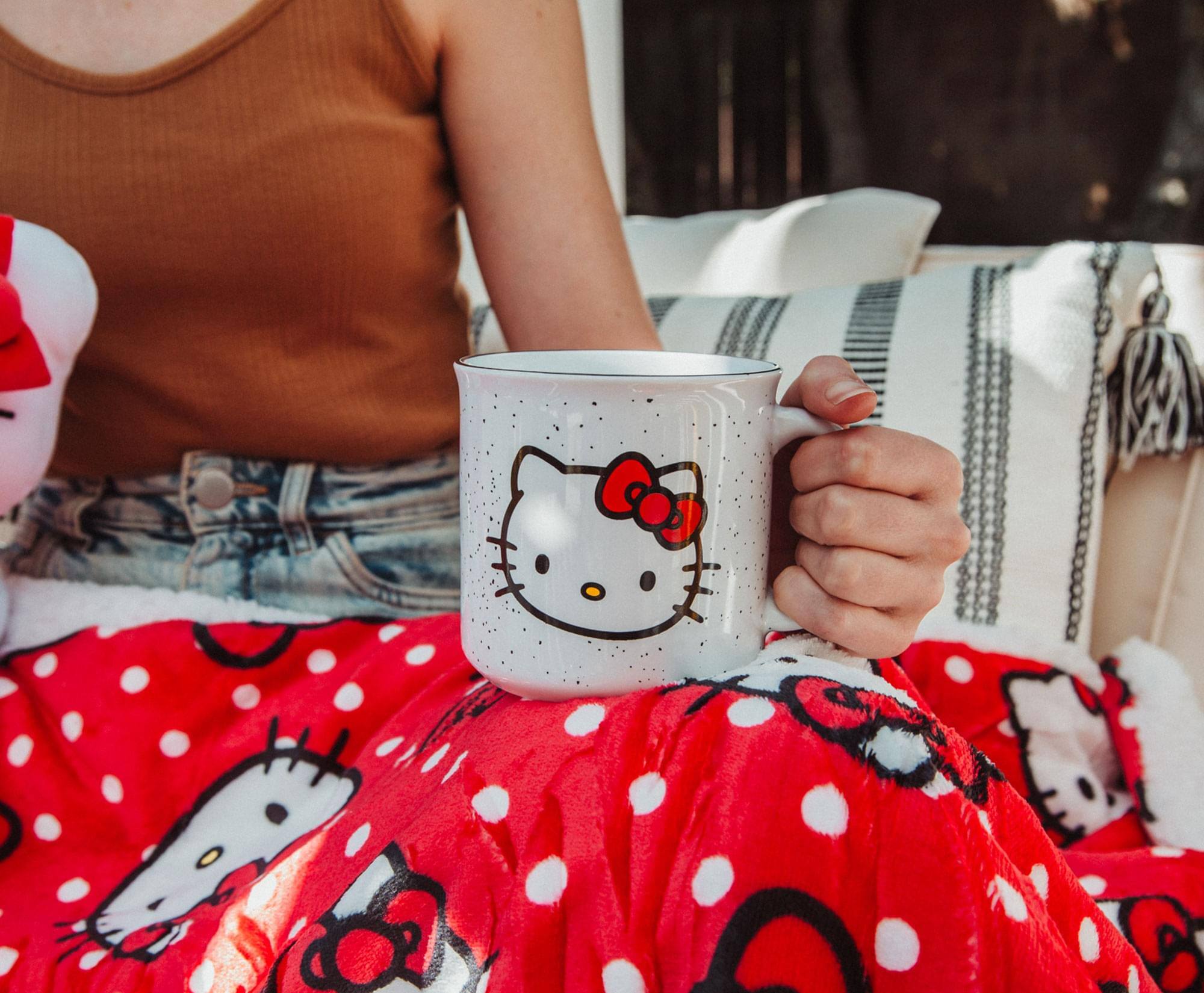 Alt View 3. Silver Buffalo - Sanrio Hello Kitty Speckled Ceramic Camper Mug | Holds 20 Ounces - Red.