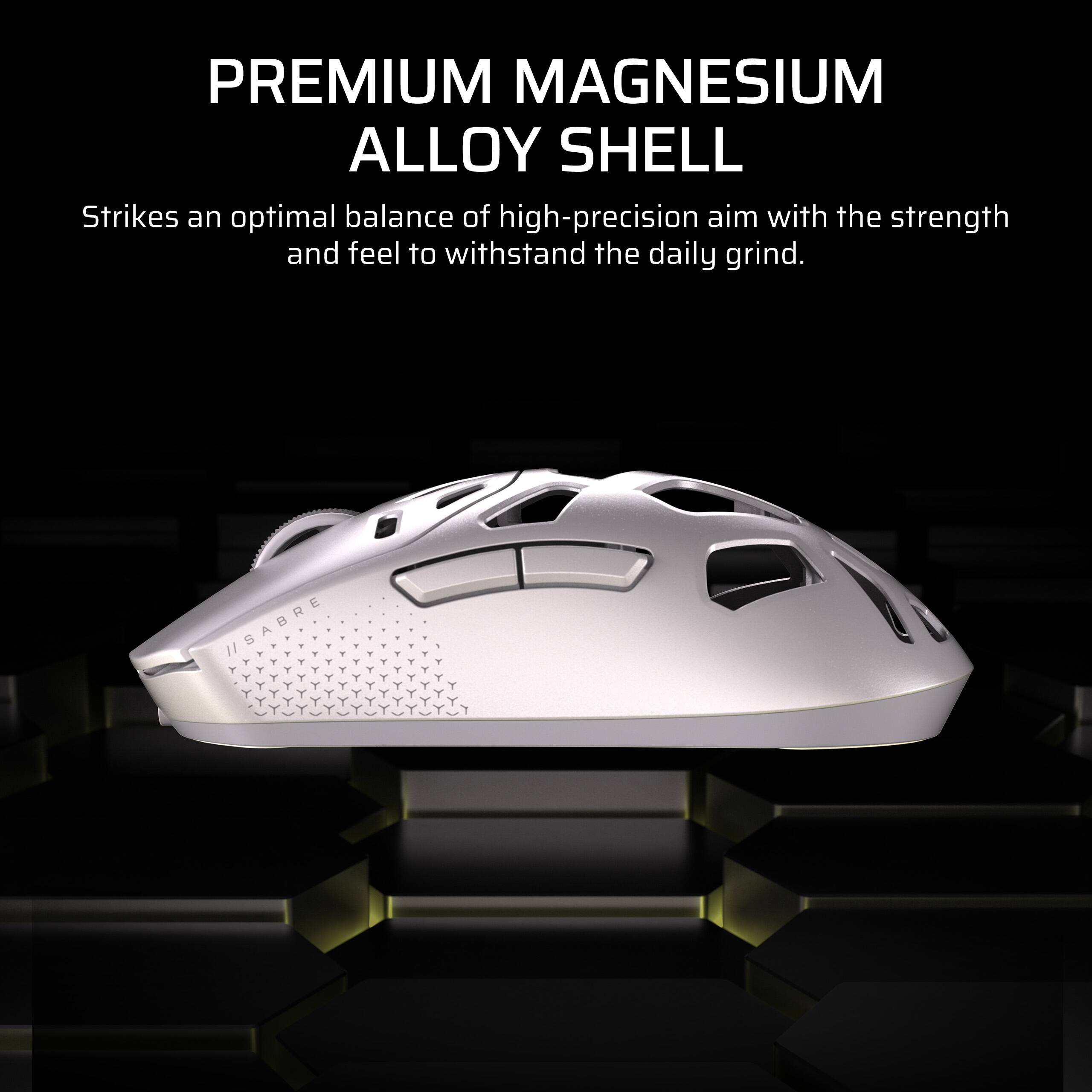 PREMIUM MAGNESIUM ALLOY SHELL

Strikes an optimal balance of high-precision aim with the strength and feel to withstand the daily grind.
