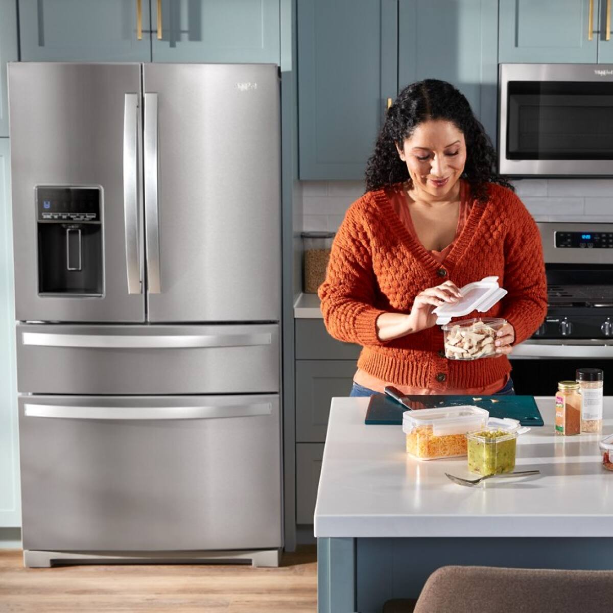 Alt View 8. Whirlpool - 26 Cu. Ft. Wide 4 Door Refrigerator with Prep and Store Bins - Fingerprint Resistant Stainless Steel.