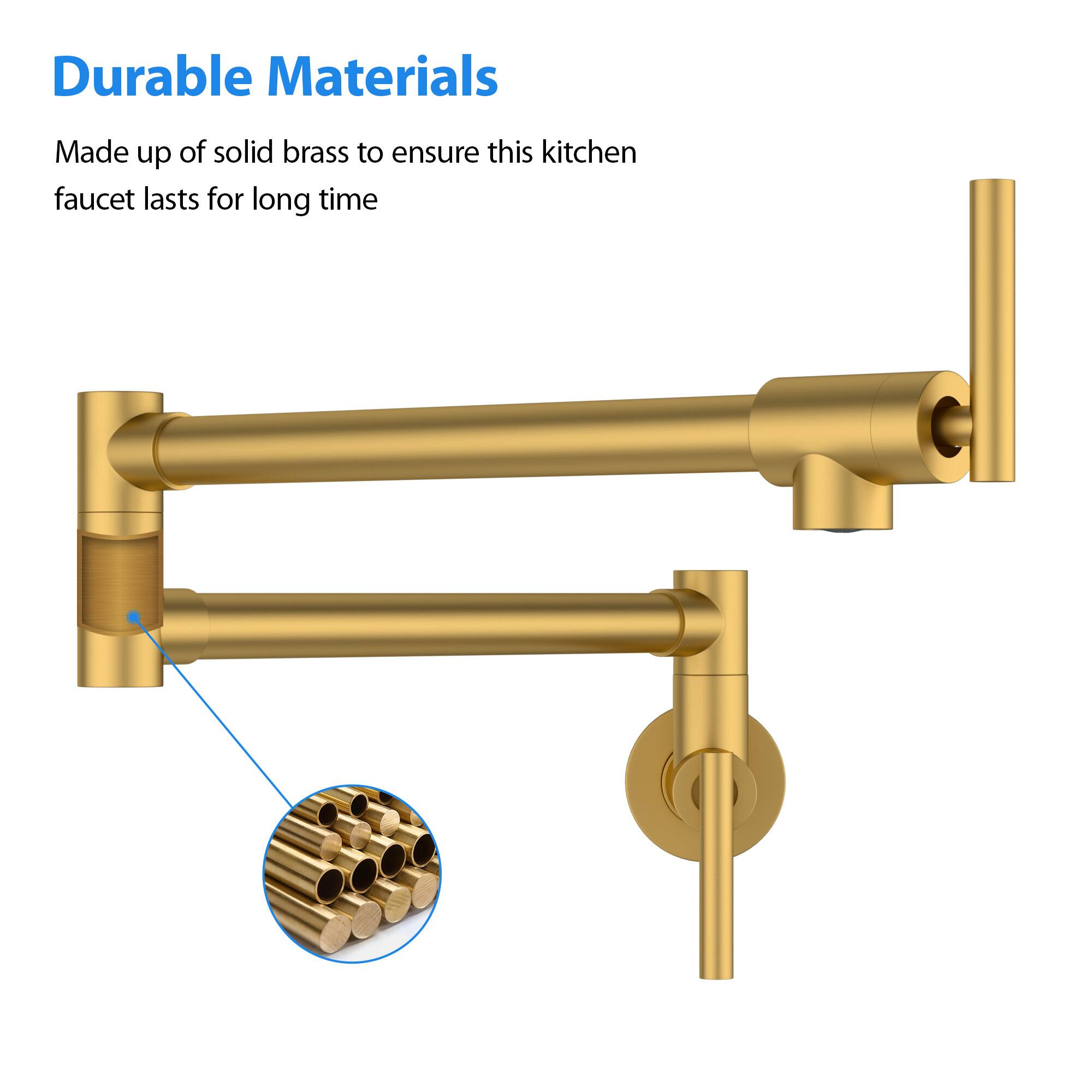 Durable Materials

Made up of solid brass to ensure this kitchen faucet lasts for a long time