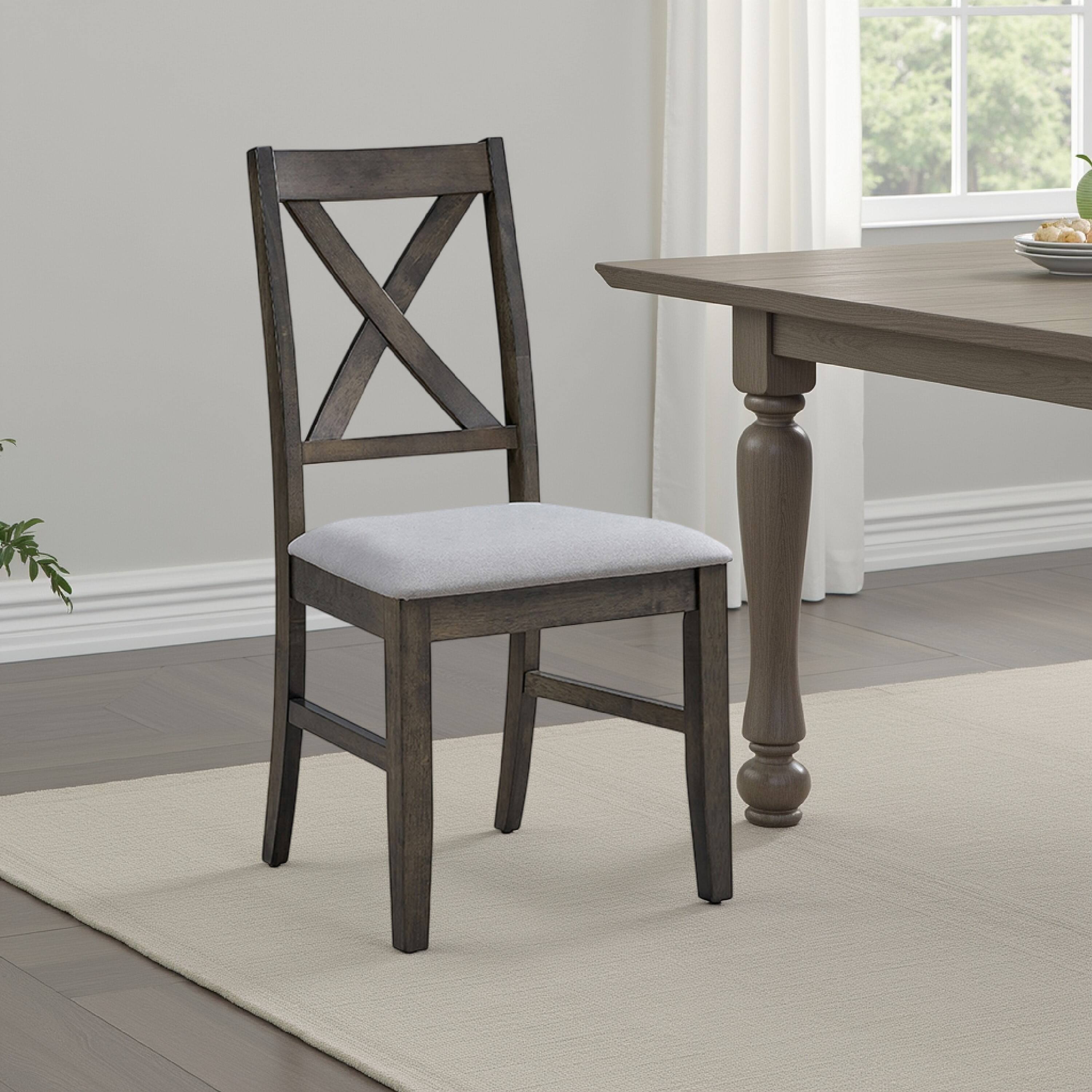 Alt View 5. Manhattan Lane - Side Dining Chair Set of 2, X Farmhouse Back, Padded Gray and Beige - Gray, Beige.