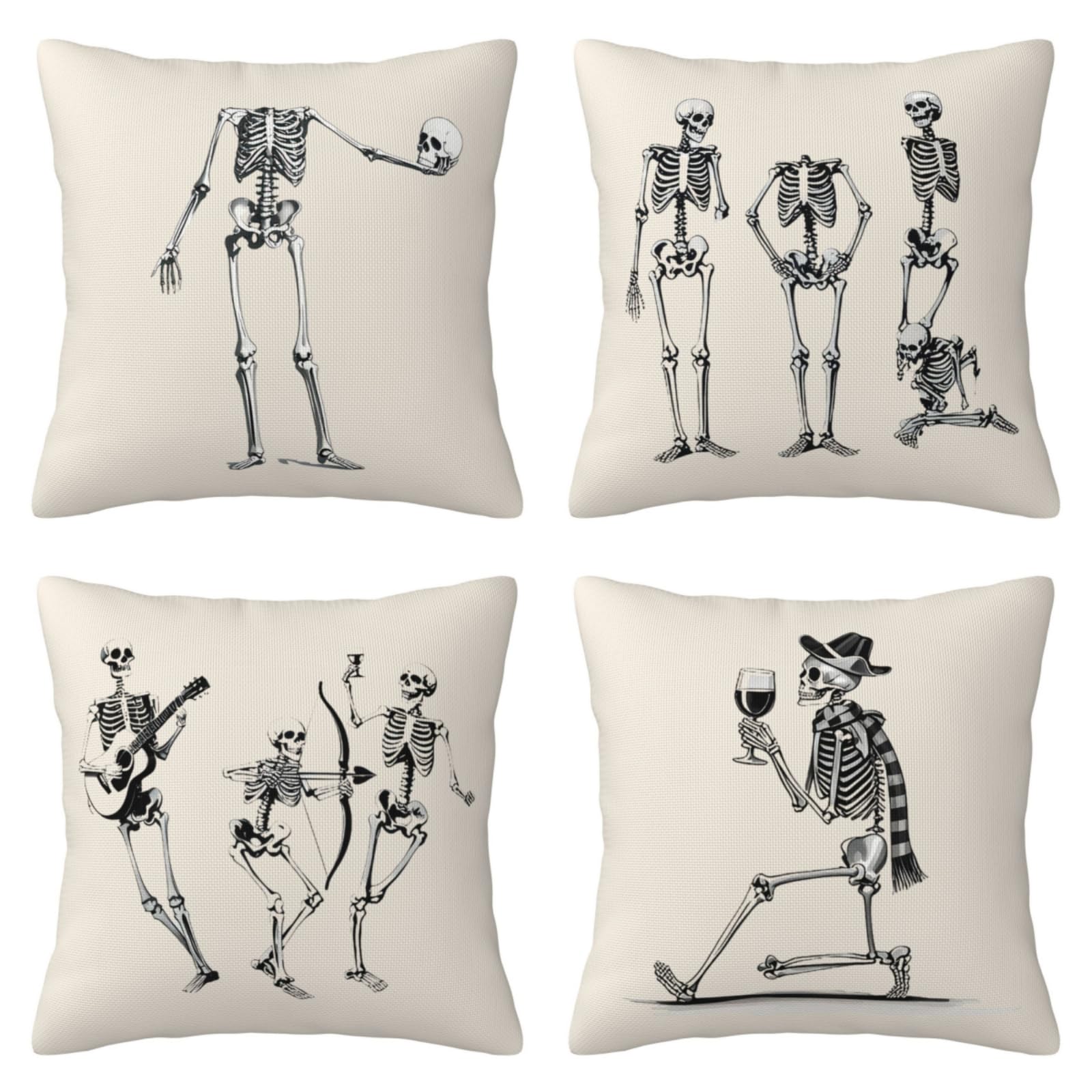 Stylel Star - Christmas Pillow Covers 18x18 inch Set of 4, Holiday Winter Outdoor Vintage Tree Snowflake Xmas Snowman Neutral Farmh - Halloween6