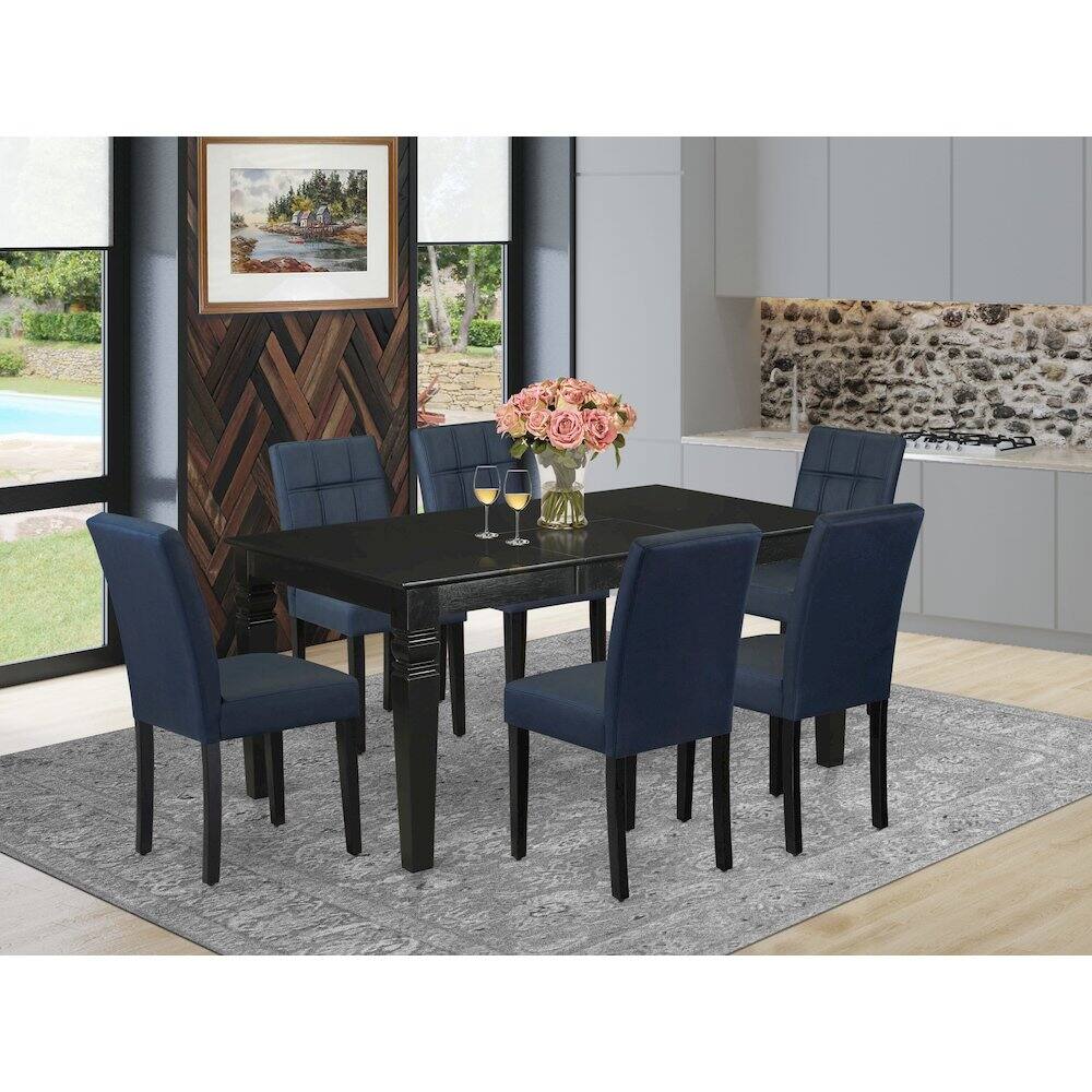 Alt View 9. East West Furniture - 7 Piece Kitchen Table Set - Black.