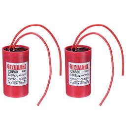 Unique Bargains - 2pcs 12uF CBB60 Run Capacitor, 450VAC Start/Run 50-60Hz for Refrigerator Motor Air Compressor - Red
