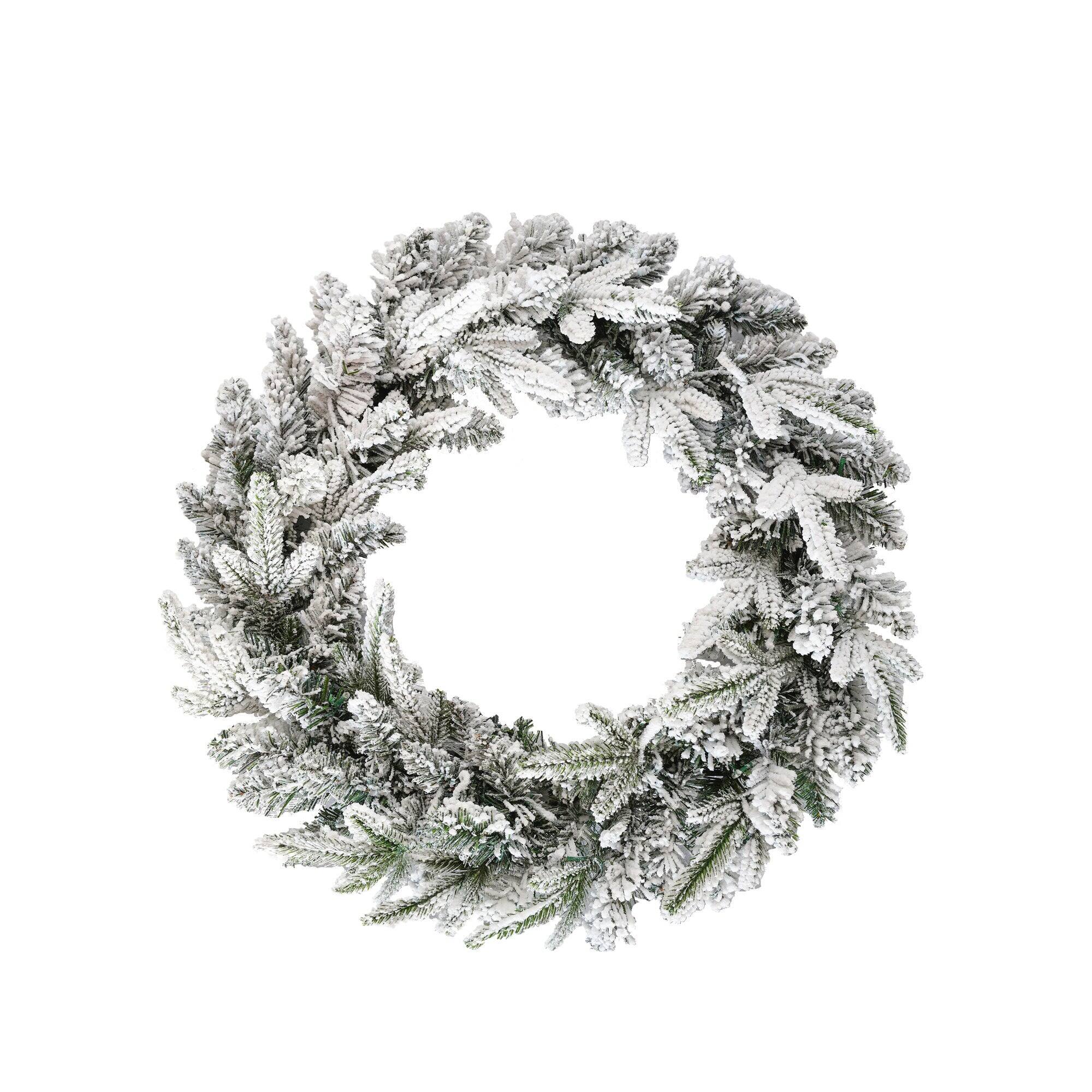Alt View 6. Hivvago - Christmas Snow Flocked Wreath 9ft Flocked Garland, Flocked Wreath, 6ft Flocked Tree - Green,White.