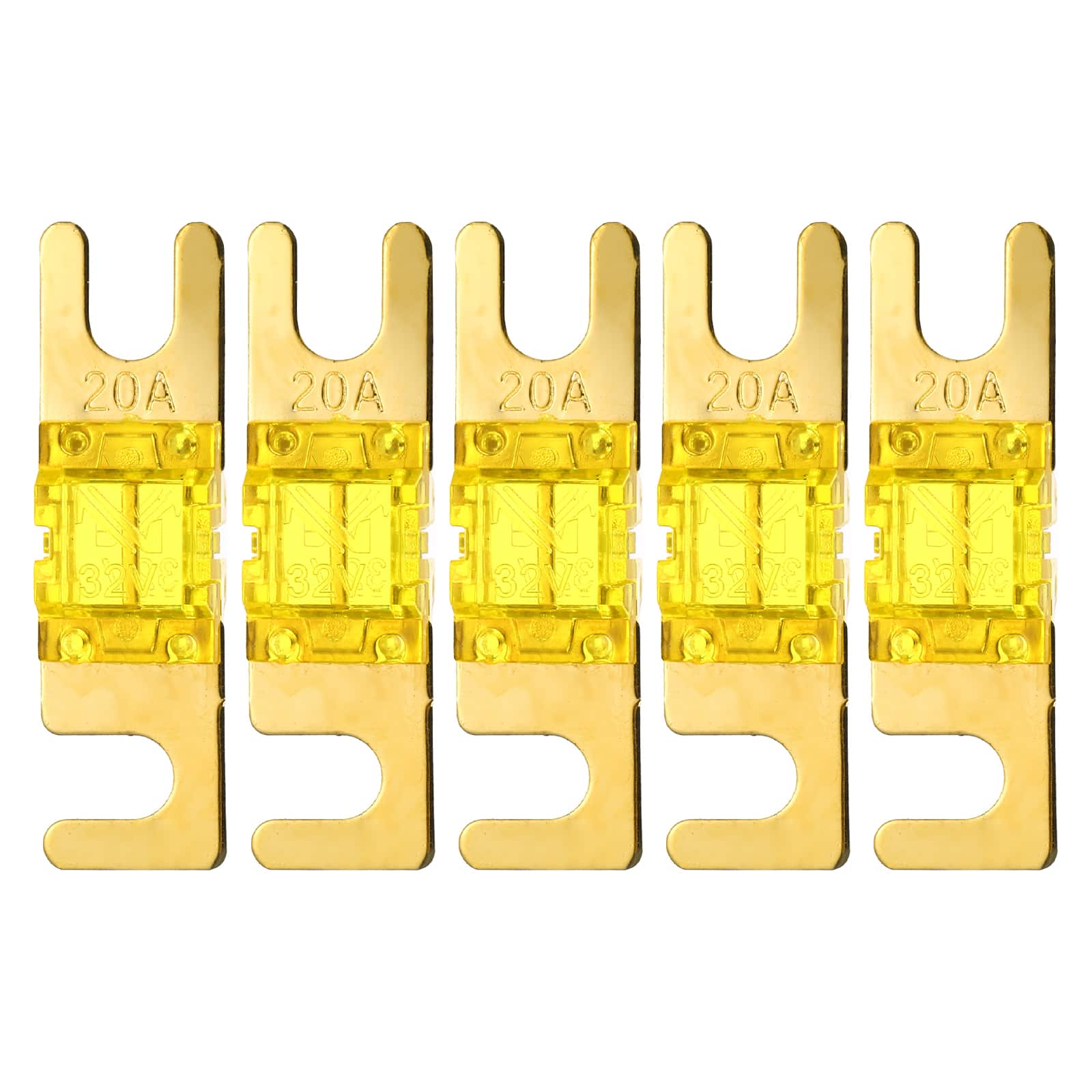 Unique Bargains - 5pcs 20A 32V Mini ANL Fuse Blade Type for Automotive Marine Audio Video System Electrical Protection - Yellow