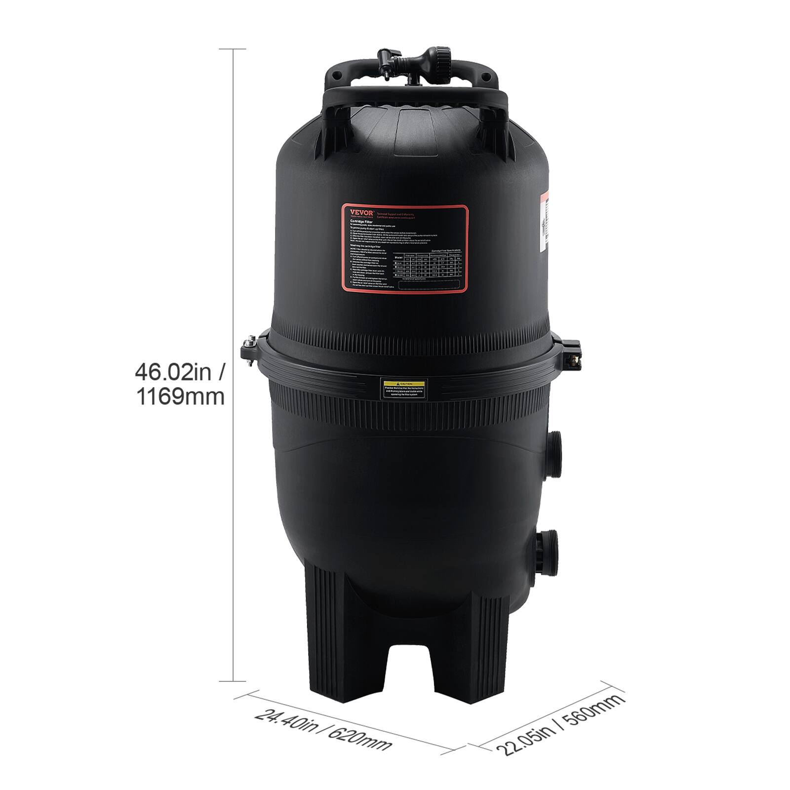 46.02in / 1169mm  
24.40in / 620mm  
22.05in / 560mm