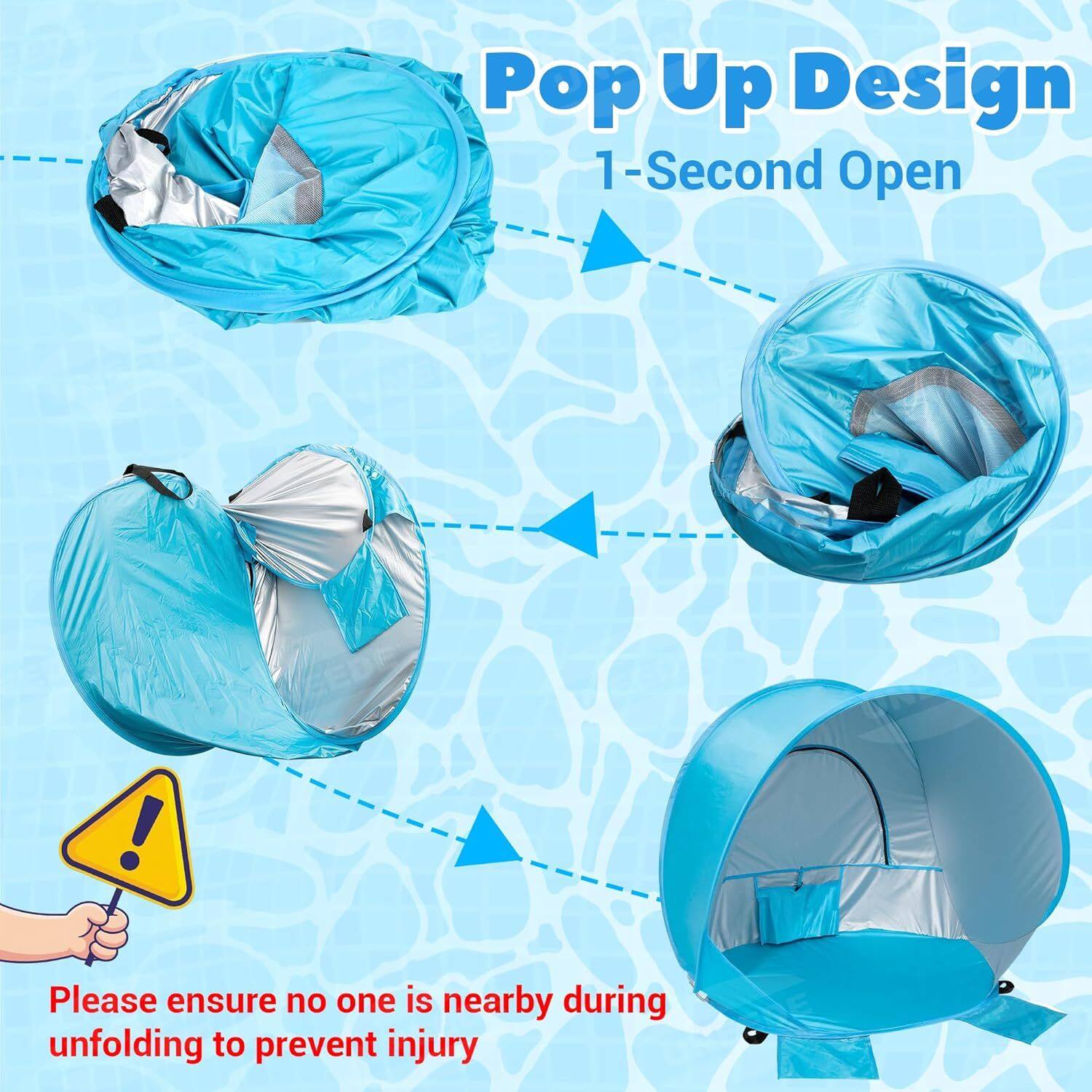 Pop Up Design  
1-Second Open  

Please ensure no one is nearby during unfolding to prevent injury