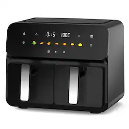 Bestier - 10QT Dual Air Fryer, 2x 5QT Basket Air Fryer with Digital Touchscreen Control, Dishwasher-Safe - Black