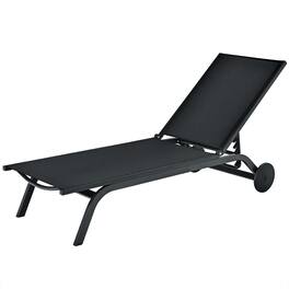 Costway - Outdoor Patio Lounge Chair Chaise Reclining Aluminum Fabric Adjustable - Black