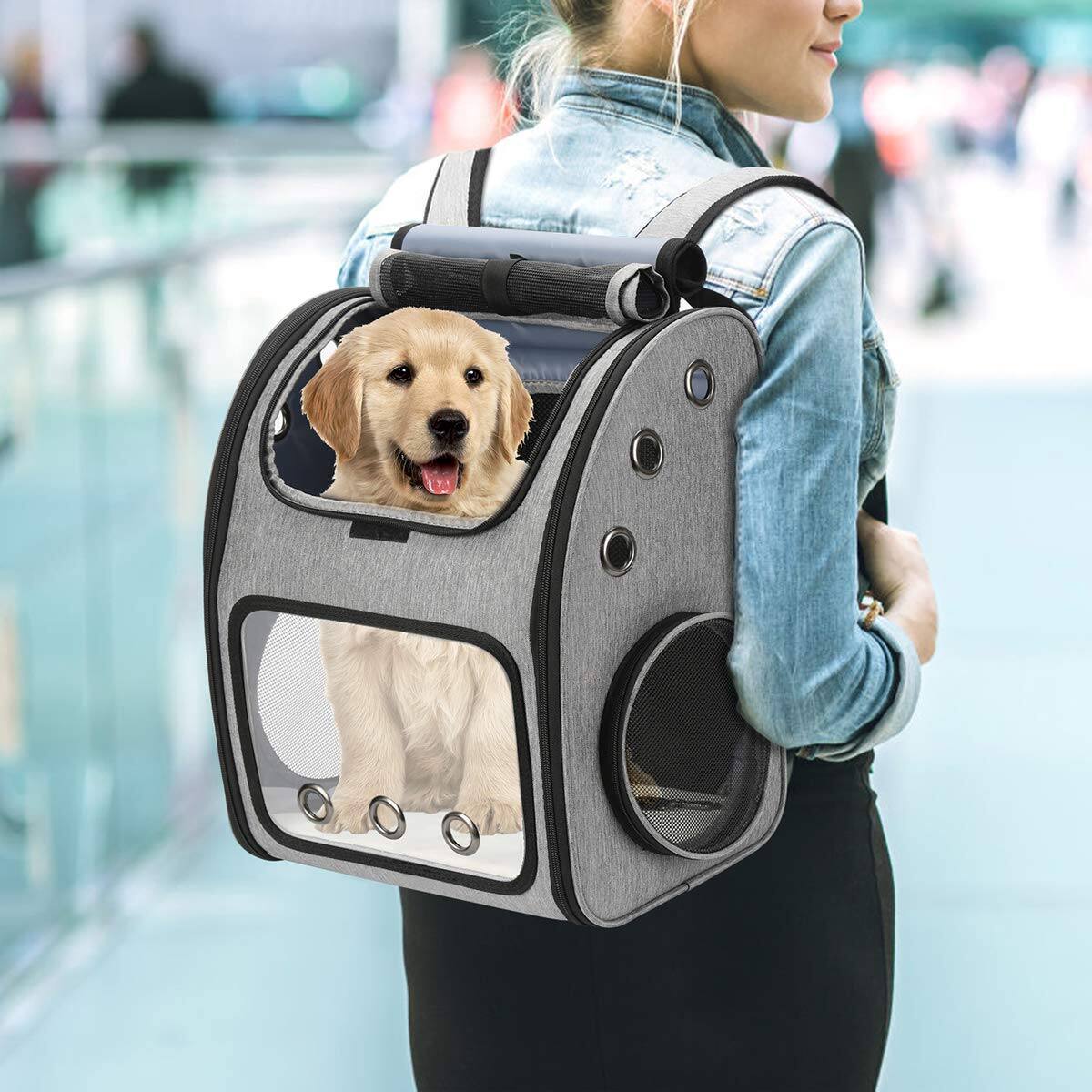 Alt View 4. Live At Space - Expandable Pet Carrier Backpack For Cats Dogs And Small Animals Portable Travel Super Ventilated Design Airline Approved.