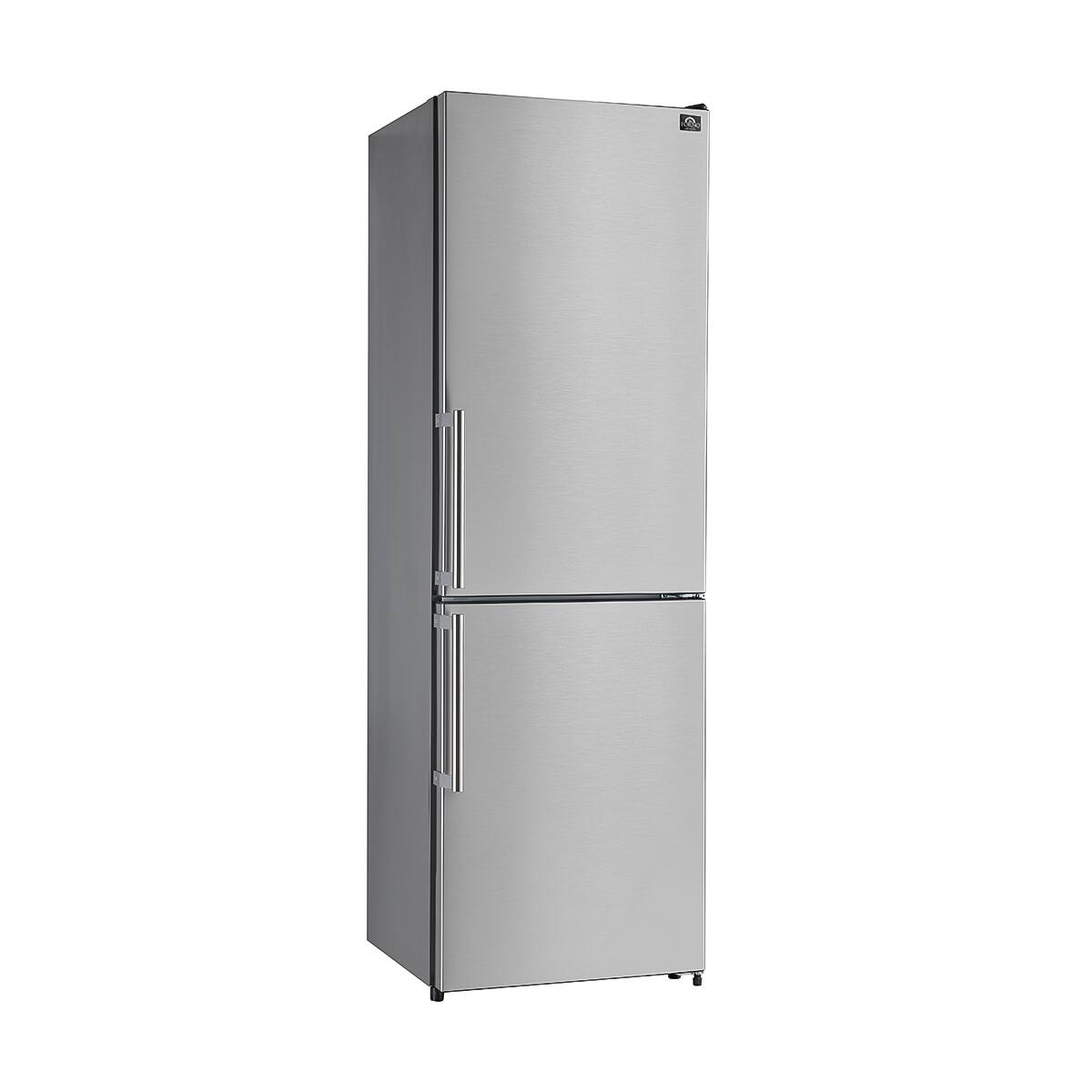 Angle. Forno Appliances - Guardia 10.8 Cu. Ft. Compact Fridge with Bottom Freezer - Stainless Steel.