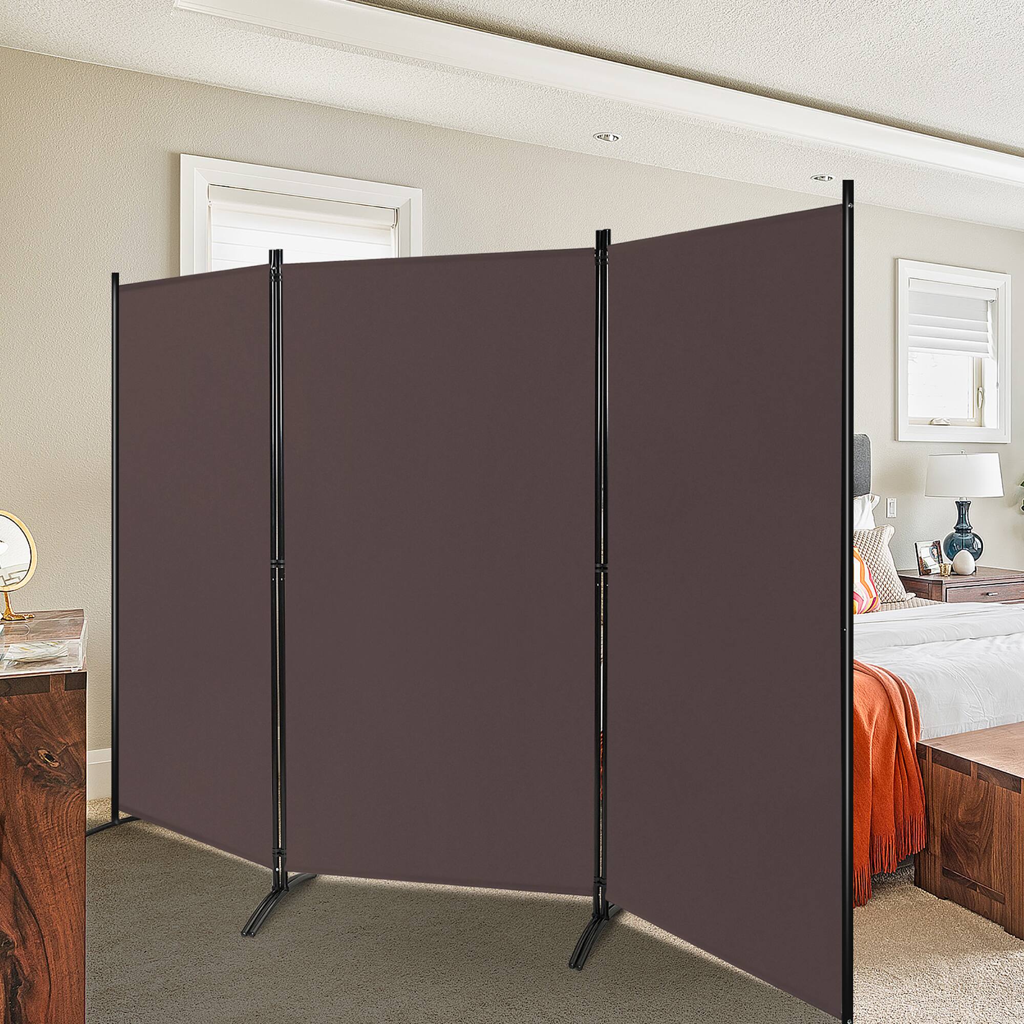 Alt View 9. Costway - Costway 3-Panel Room Divider Folding Privacy Partition Screen for Office Room - Brown.