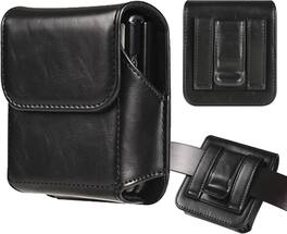 Equipd - PU Leather Pouch for Galaxy Z Flip 7/6, Moto Razr/Ultra/Plus 2026/2025/2024, Magnetic Closure Flap w/ Belt Clip - Black