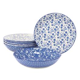 Elama - Aurora 6 Piece Assorted Porcelain Bowl Set - Blue