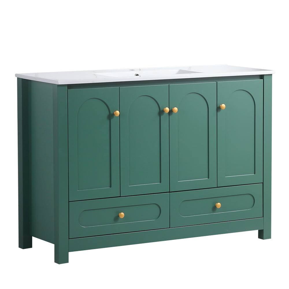 Alt View 1. Boyel Living - 48 Inch Wide Green Bathroom Vanity Ample Storage 4 Sliding Doors 2 Drawers Bathroom Cabinet Without Ceramic Basin - Green.