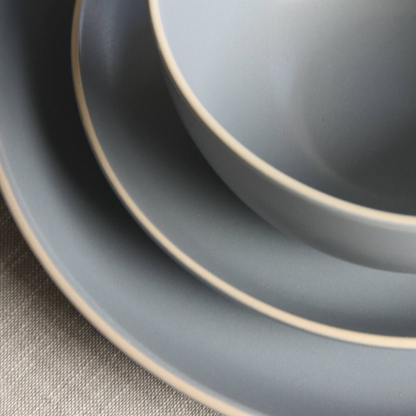 Alt View 2. Gibson - Gibson Home Rockaway 12 Piece Stoneware Dinnerware Set in Matt Grey - Gray.