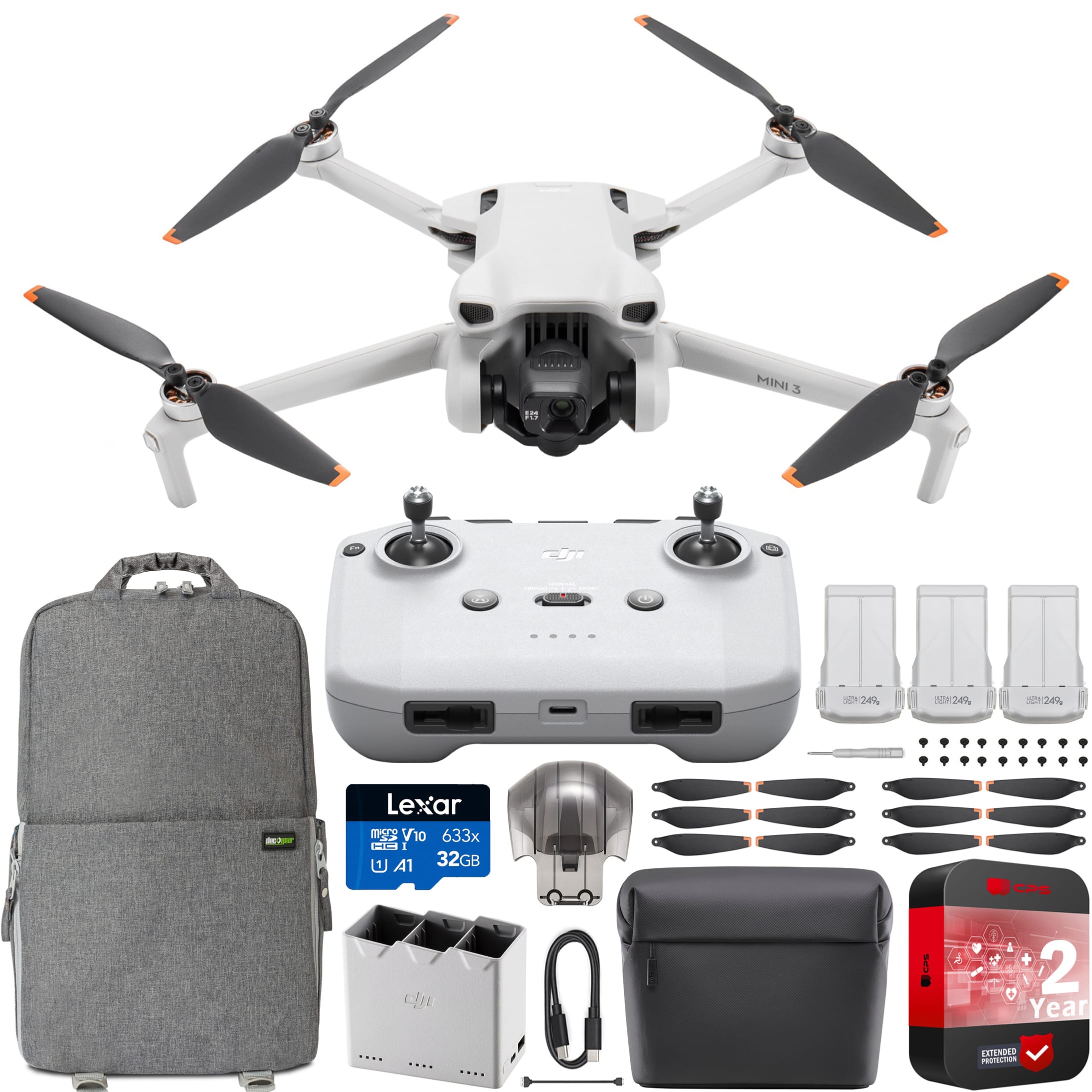 DJI - Mini 3 Drone Quadcopter Fly More Combo Kit + RC-N1 Remote + Accessories Bundle