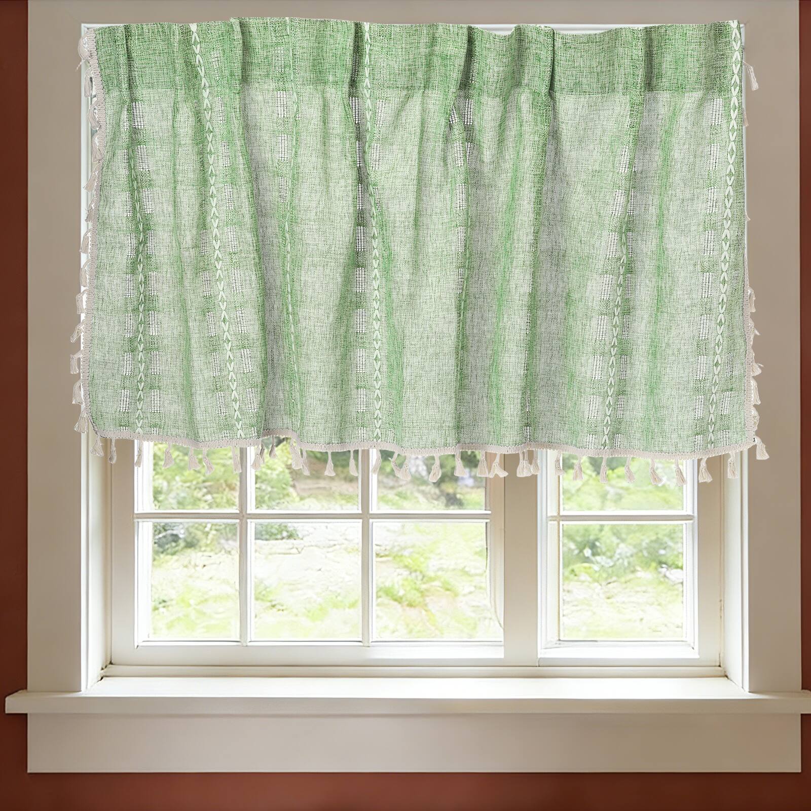 "Unique Bargains - Curtain Valances, 18""x52"" Semi Sheer w/Hook for Small Windows Living/Bed/Bath/Kitchen, Set of 1 Panel - Light Green" price history on PriceWatchPro