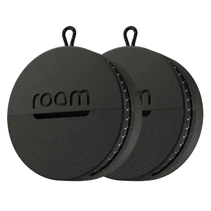 Front. Roam smart tracker - Roam 3-in-1 Tracker - Bluetooth Item Locator, Keys/Luggage/Pet Gear, iOS or Android Find My, Waterproof, 2-Pack, Black - Black.