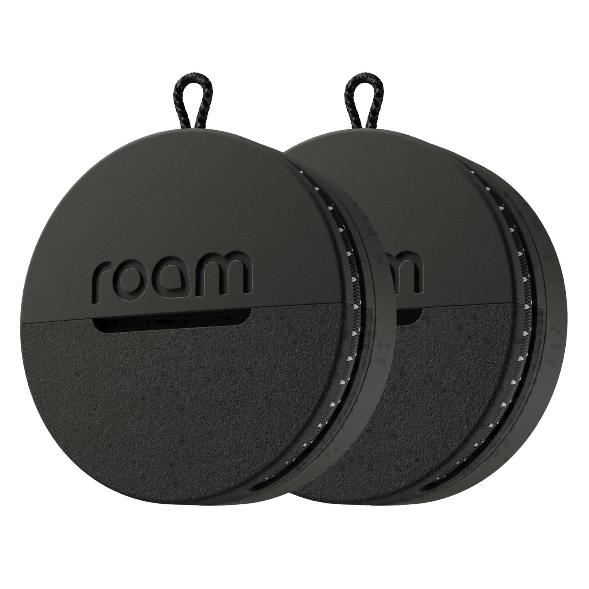 Front. Roam smart tracker - Roam 3-in-1 Tracker - Bluetooth Item Locator, Keys/Luggage/Pet Gear, iOS or Android Find My, Waterproof, 2-Pack, Black - Black.