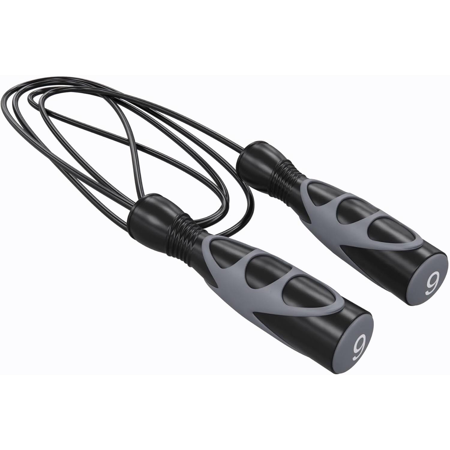 Alt View 1. Power Systems - Elite Jump Rope (9 ft), Vinyl Training Rope for Cardio, Fitness & Skipping Exercise - Black/Gray.