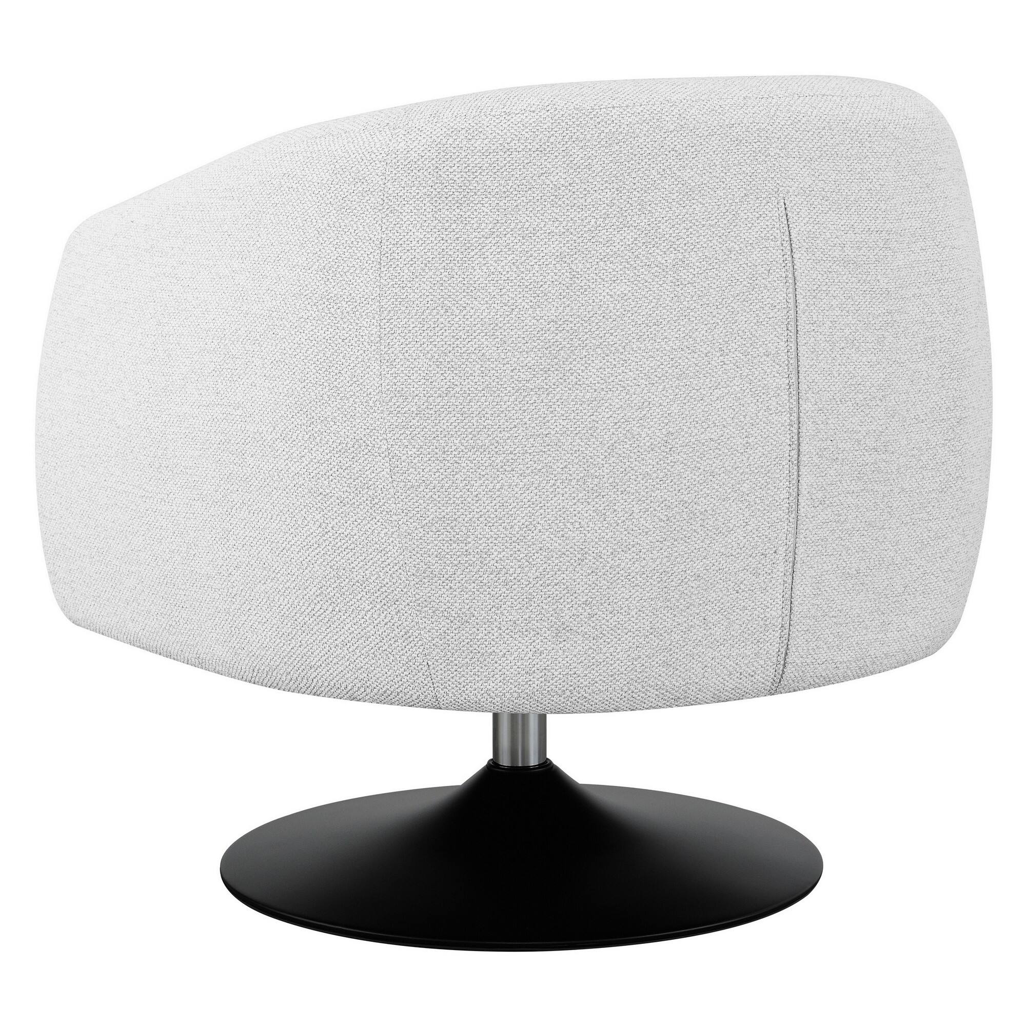 Back. Manhattan Lane - 32 Inch Barrel Foam Accent Chair, Swivel Pedestal Base Boucle Fabric - Beige, Black.