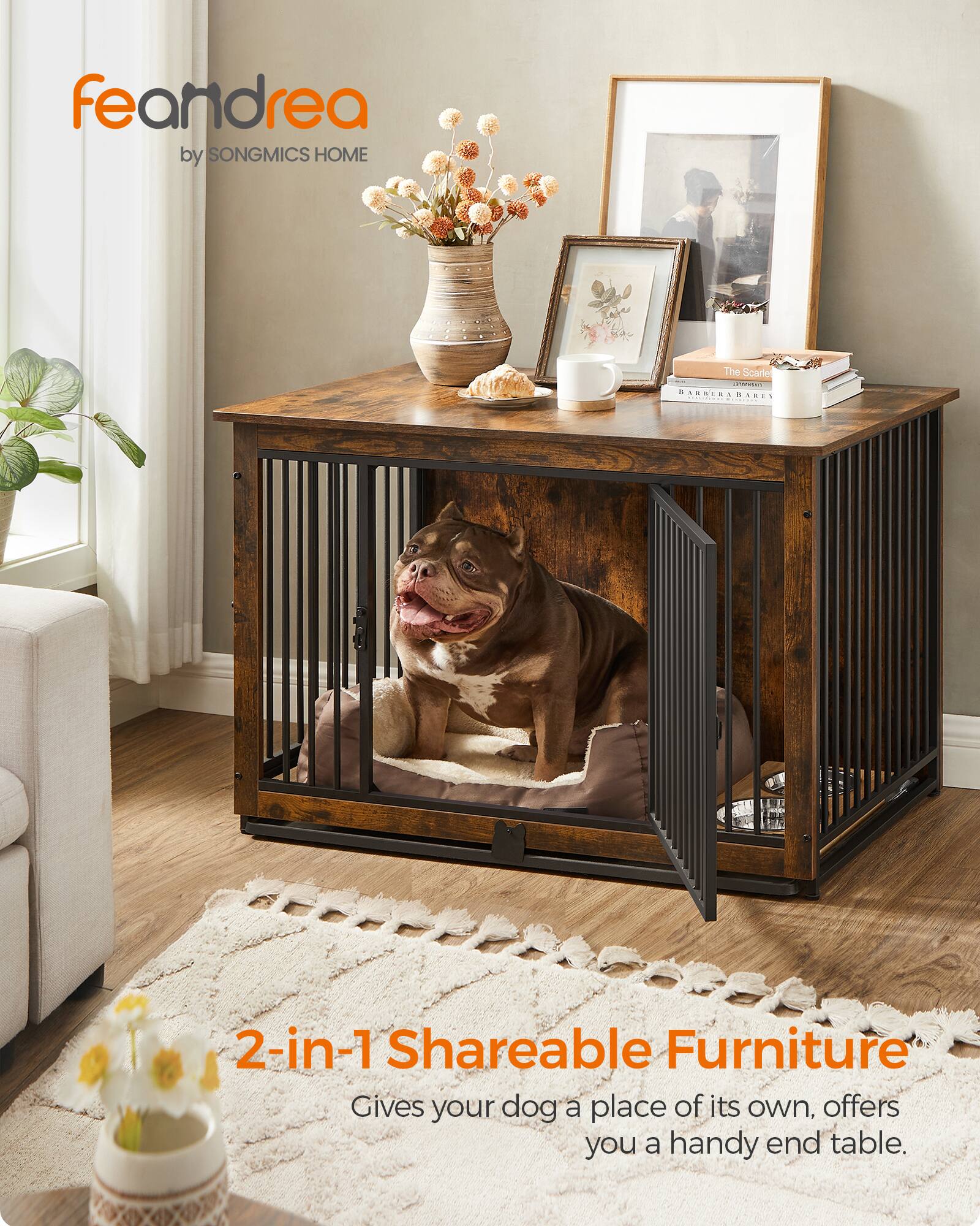 feandrea by SONGMICS HOME

The Scarlet LAPPING BARBERABARES

2-in-1 Shareable Furniture
Gives your dog a place of its own, offers you a handy end table.