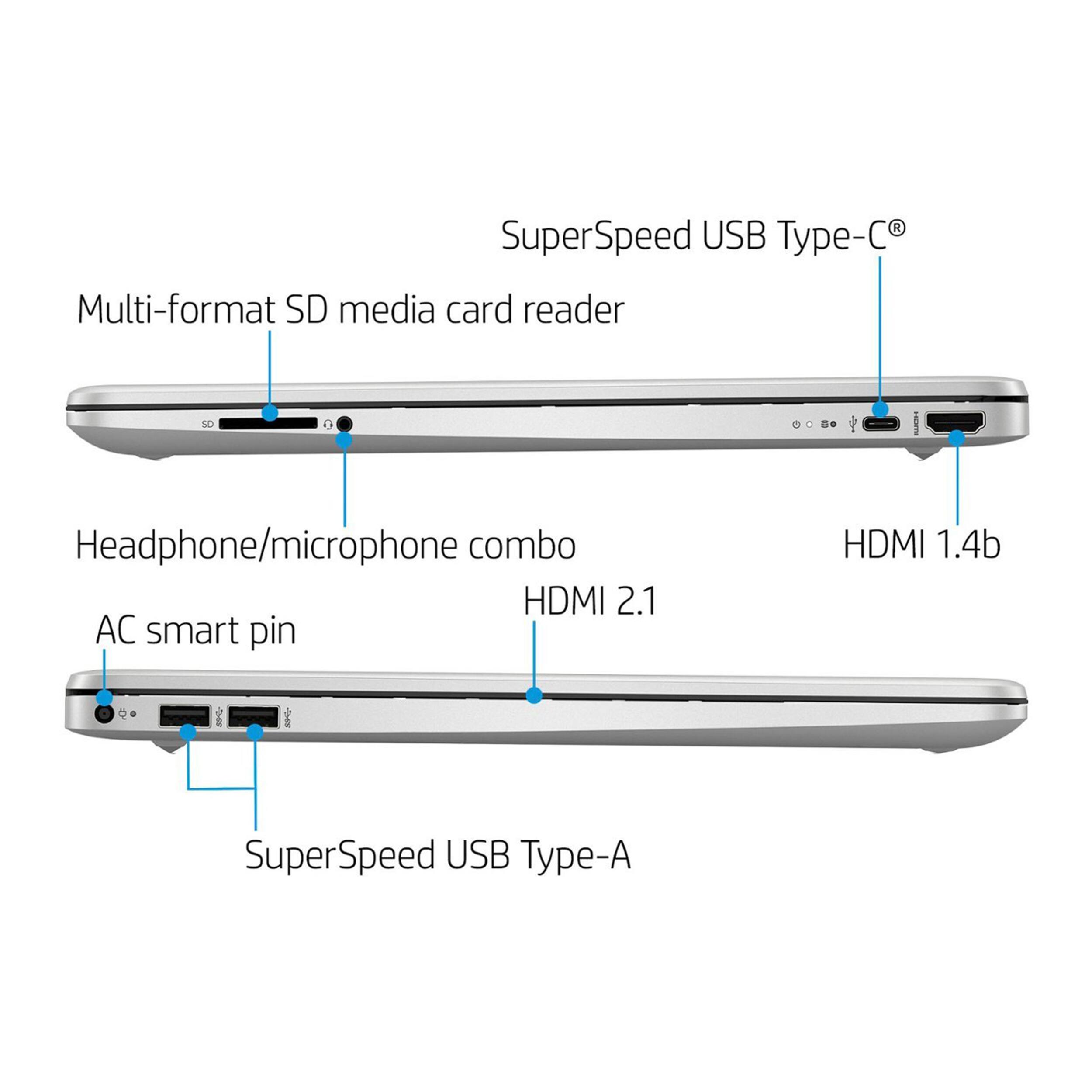 Alt View 5. HP - HP 15.6" FHD Laptop - Intel Core i3-1215U 12th Gen with 32GB Memory - 2TB SSD - Silver - Silver.
