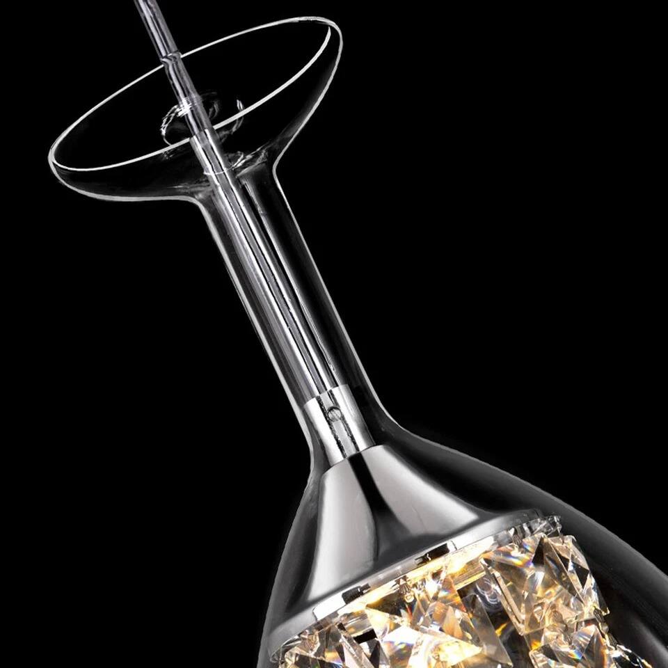 Alt View 4. Home Collection - Wine Glass Crystal Pendant Light Modern LED Dining Room Ceiling Chandelier.
