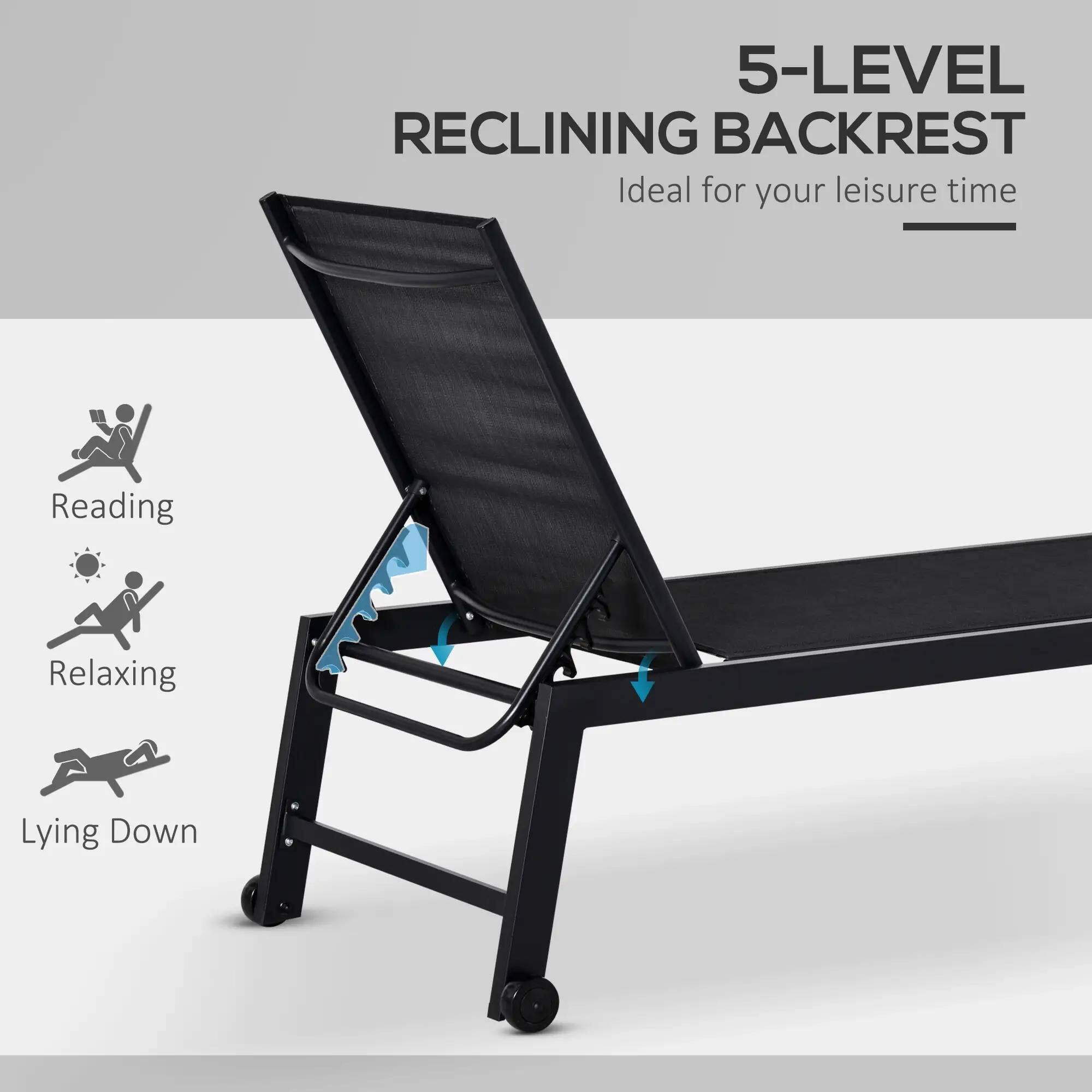 5-LEVEL RECLINING BACKREST
Ideal for your leisure time
Reading
Relaxing
Lying Down