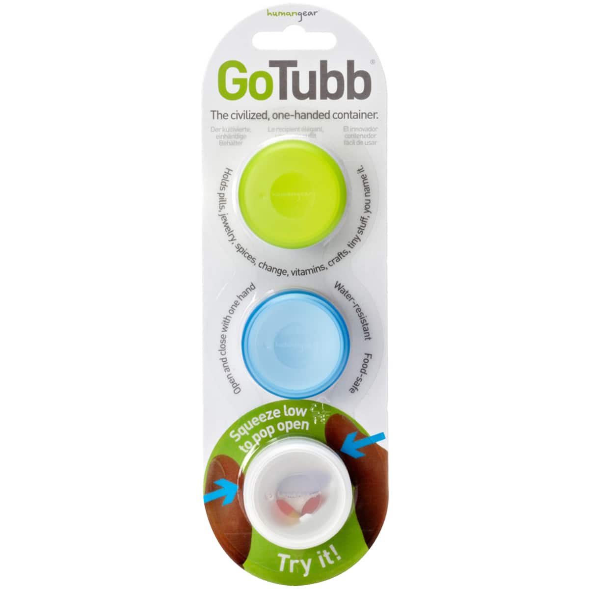 Humangear - GoTubb .2 oz Container - 3 Pack - /Blue/Clear - Green