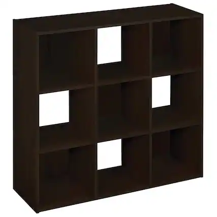 Front. ClosetMaid - ClosetMaid 9 Cube Wood Stackable Open Bookcase Display Shelf Organizer, Espresso - Espresso.
