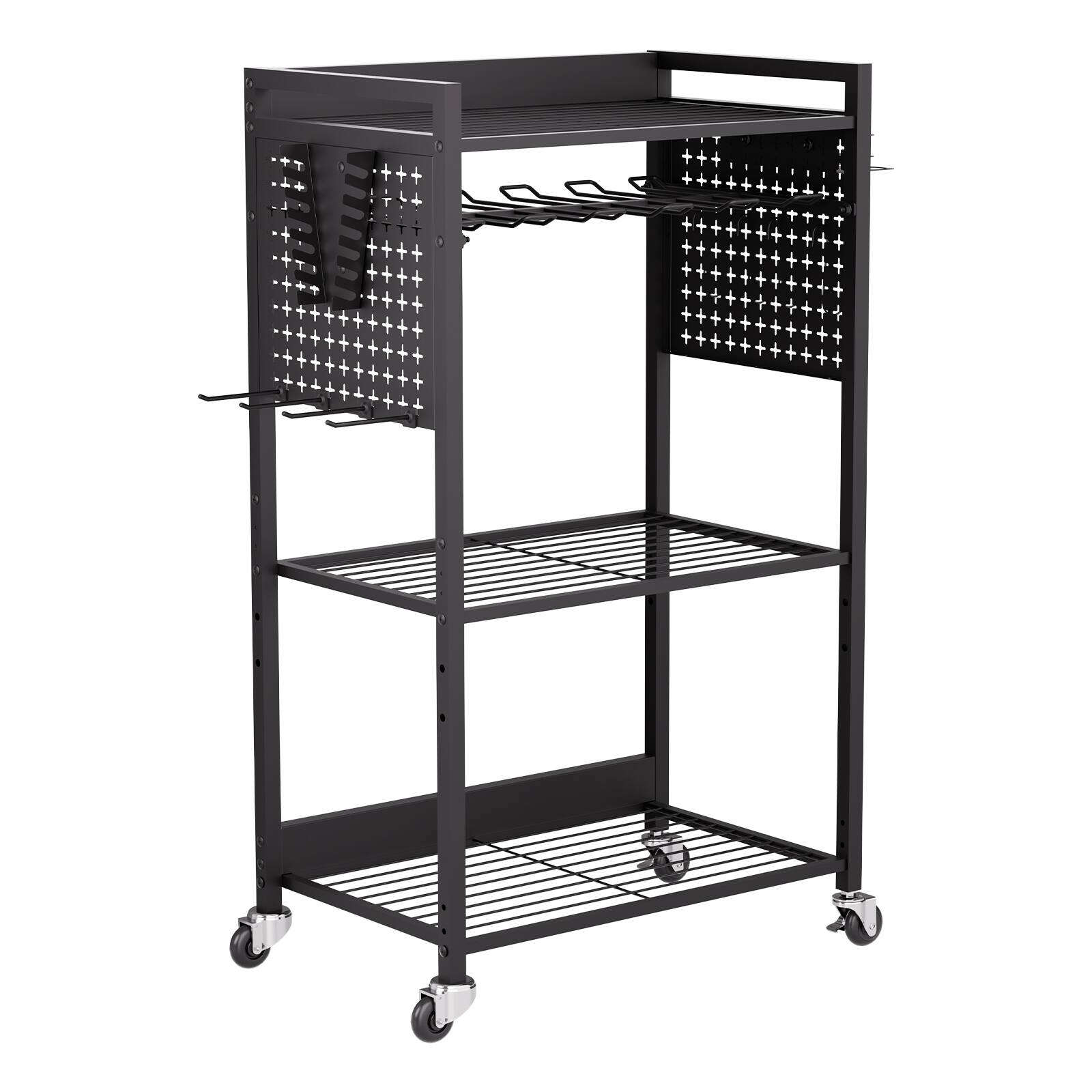 Alt View 5. VEVOR - 4-tier Tool Organizer Cart, 150 lbs Load Capacity, Floor Stand Rolling Drill Holder and Stability Storage Rack - Black.