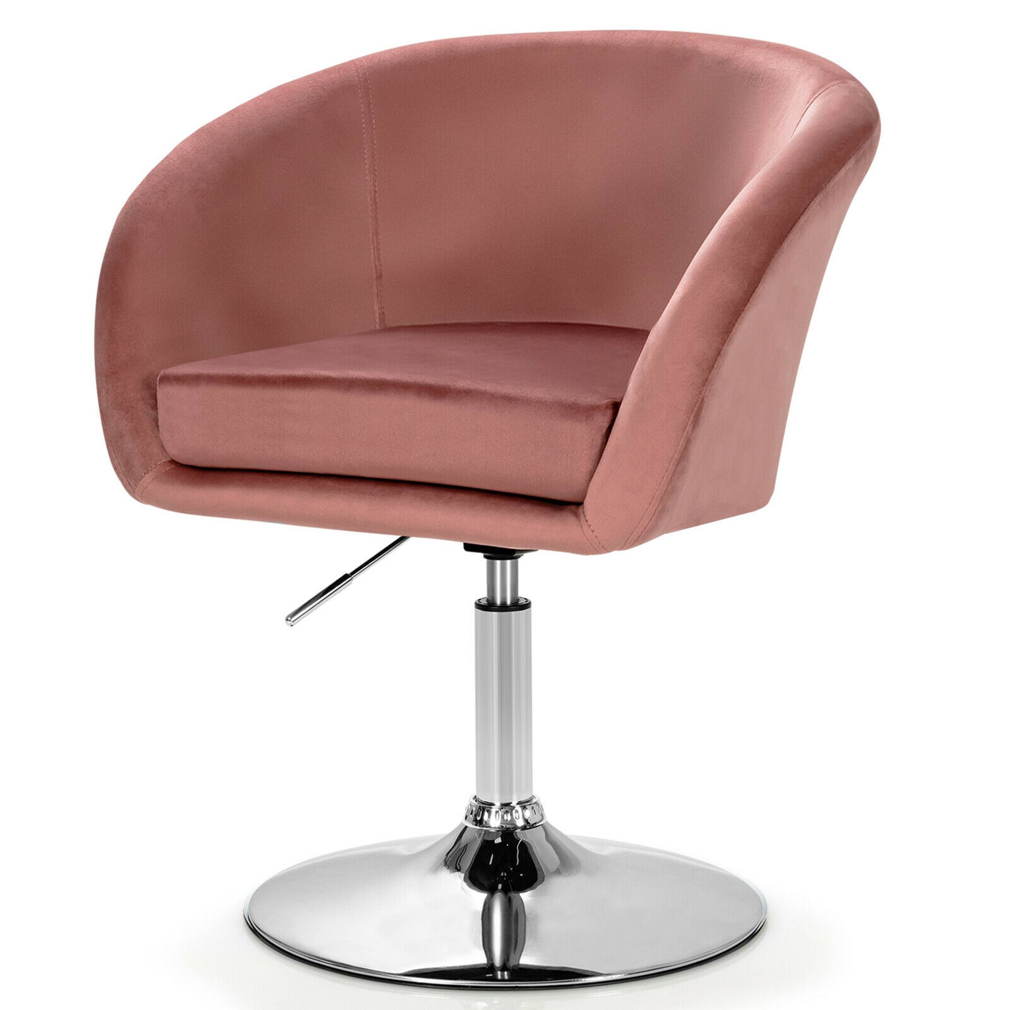 Alt View 8. Gymax - Gymax Modern Velvet Chair Height Adjustable Bar Stool Swivel Makeup Seat Pink - Pink.