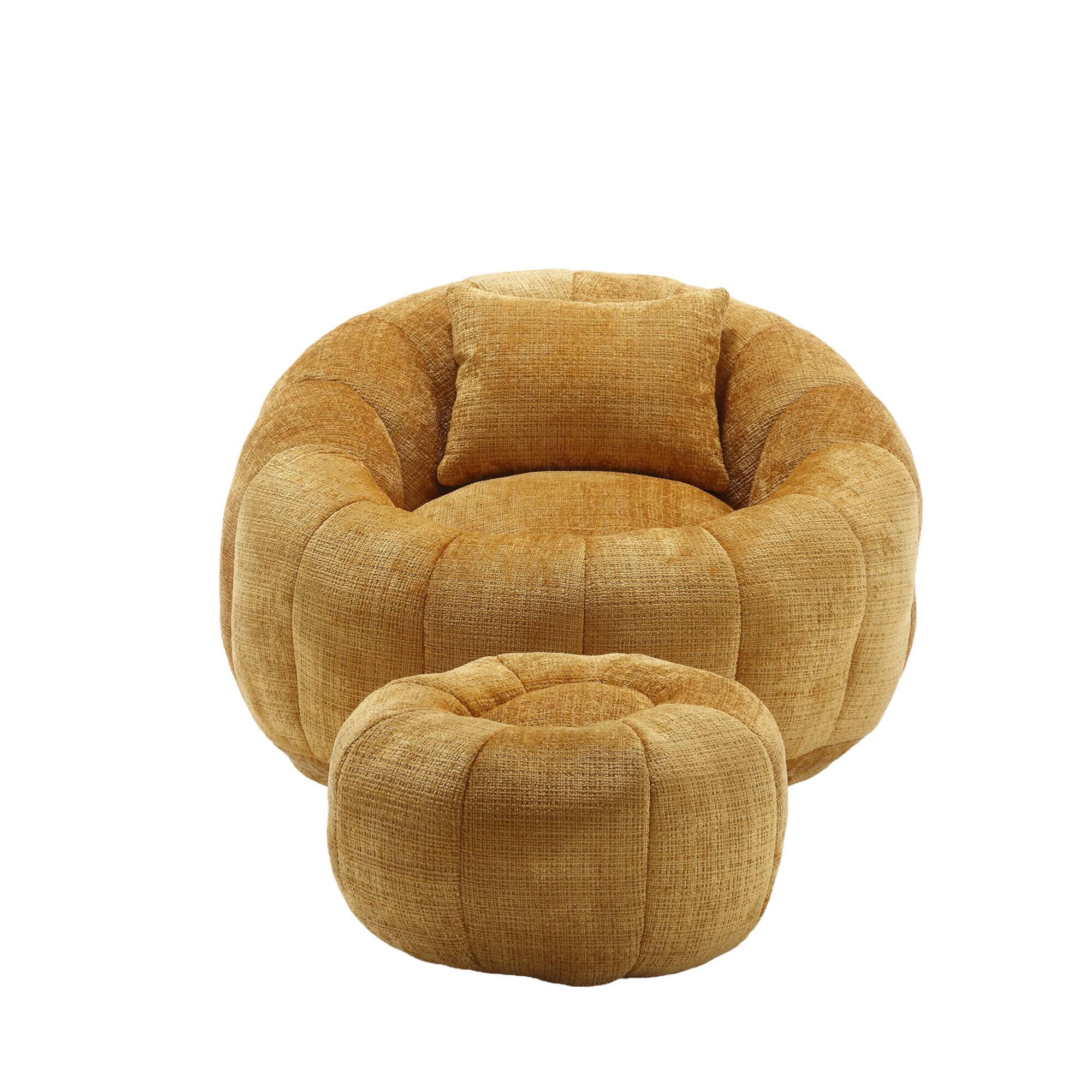 Alt View 9. GOODSILO - Modern Round Bean Bag Chair with Ottoman - Ultra Comfortable Lounge Sofa for Living Spaces - Yellow.