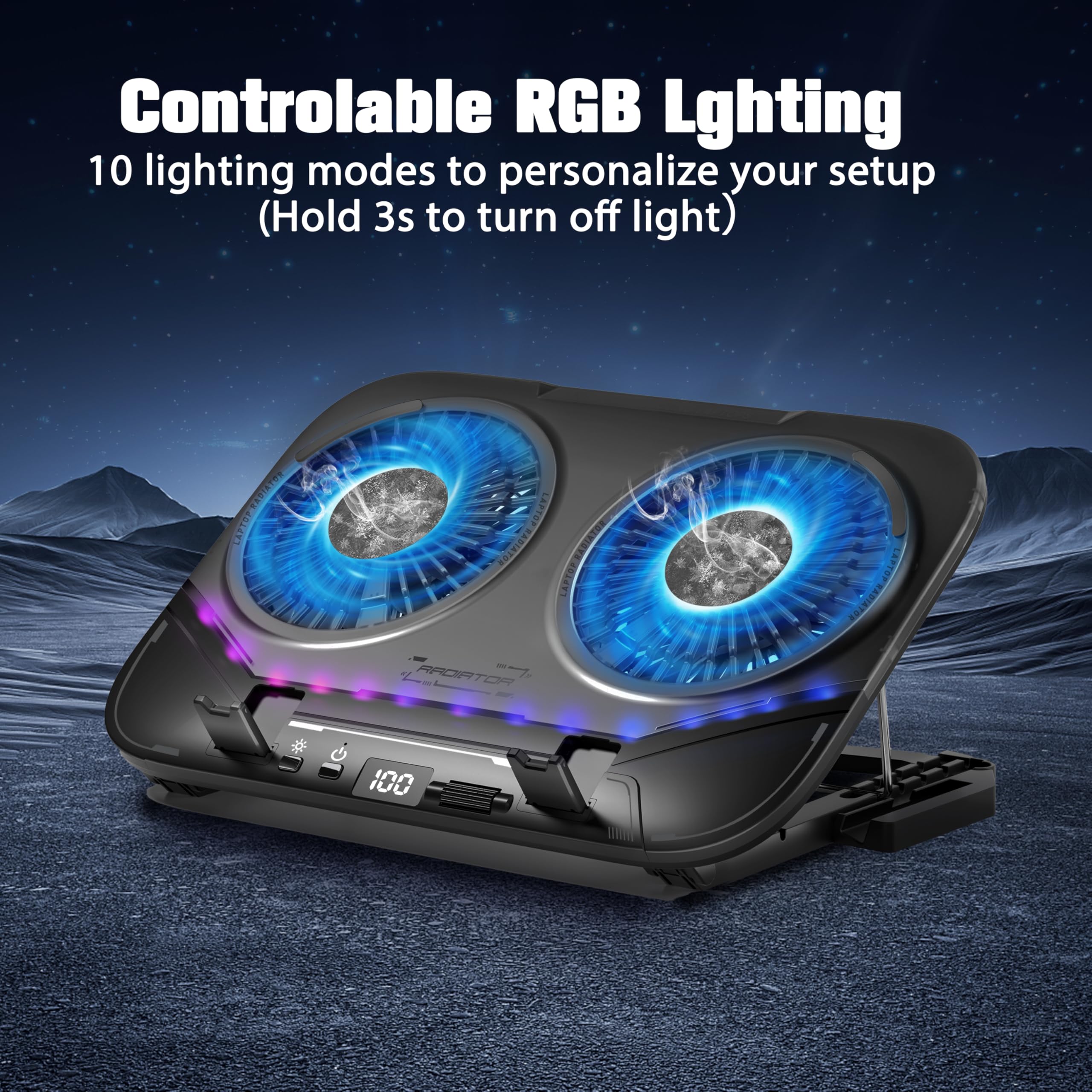 Controlable RGB Lighting  
10 lighting modes to personalize your setup (Hold 3s to turn off light)