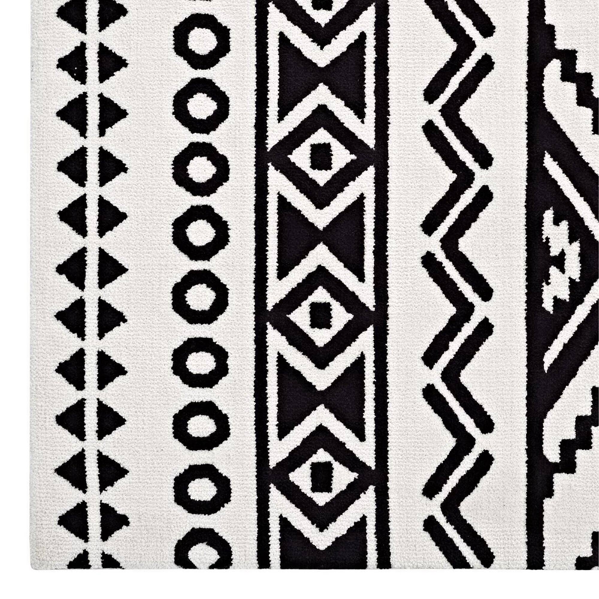 Alt View 2. Modway - Haku Geometric Moroccan Tribal Area Rug - Black and White.