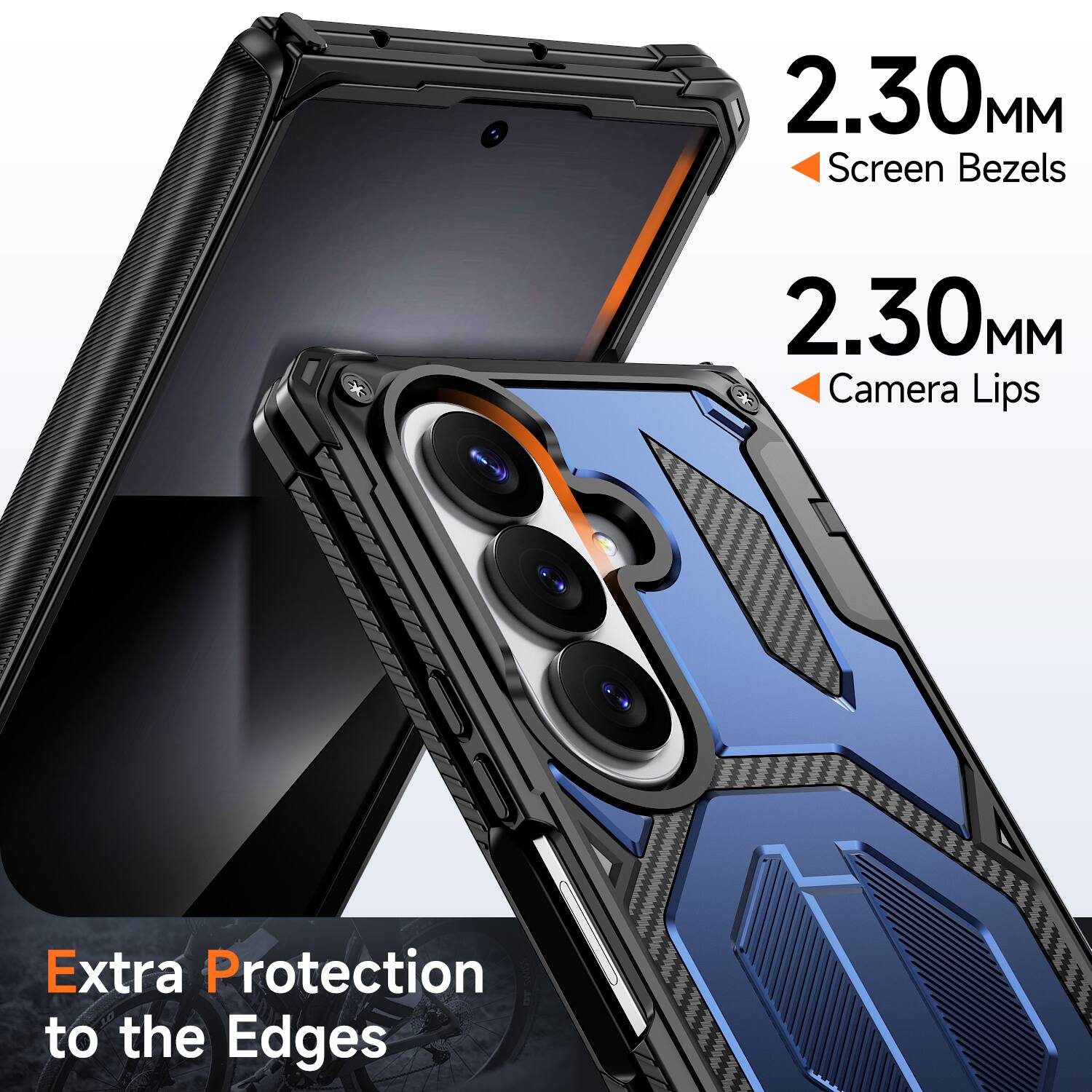 2.30 MM Screen Bezels  
2.30 MM Camera Lips  
Extra Protection to the Edges