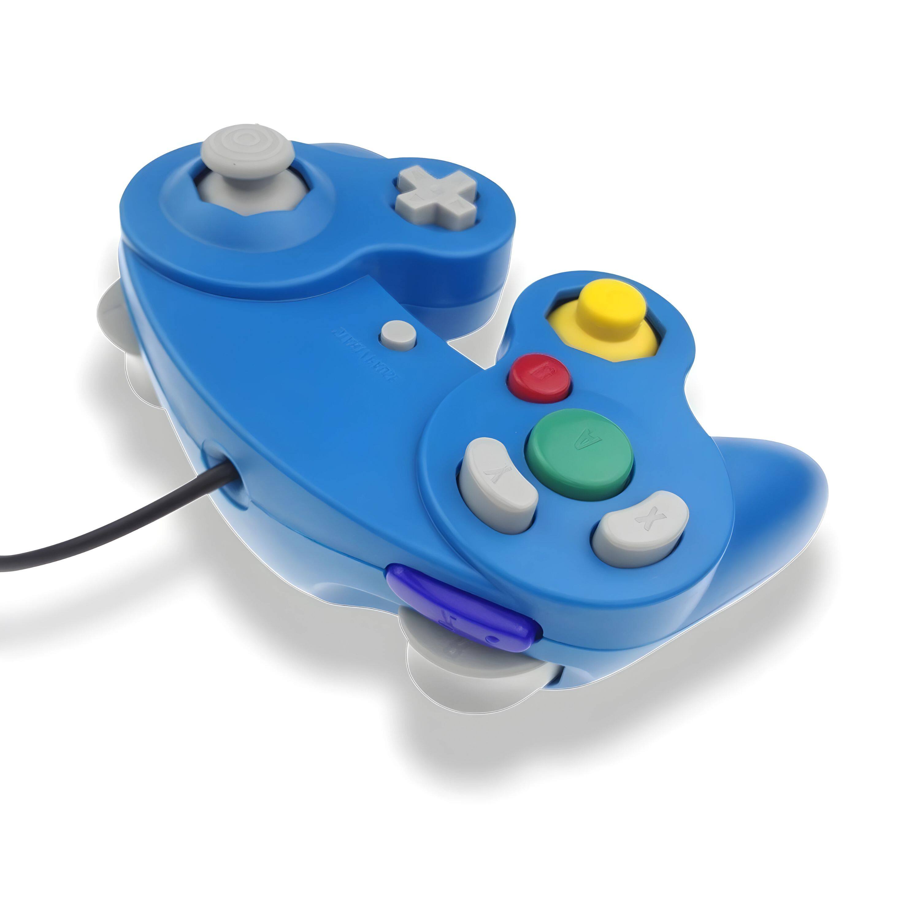 Left. Kitcheniva - Wired Controller Gamepad For Nintendo GameCube GC & Wii U Console - Blue.