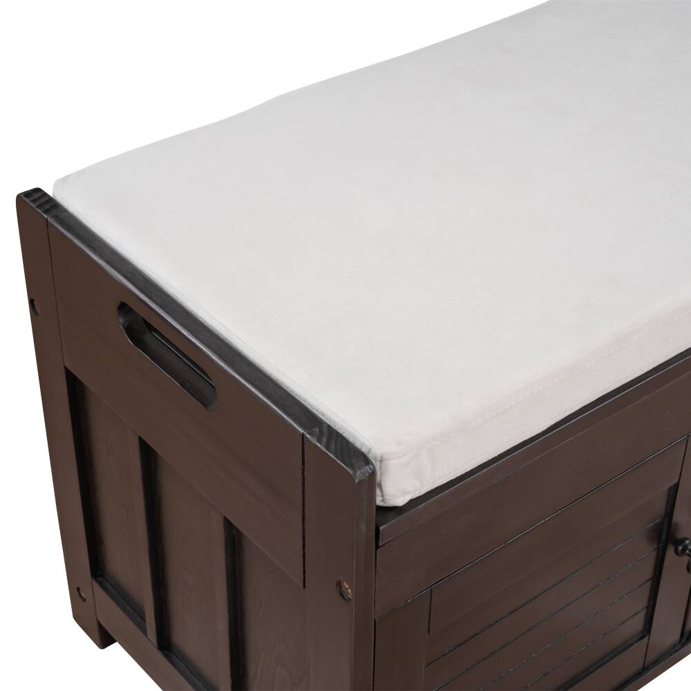 Alt View 4. Ropilly - Ropilly Espresso Wooden Entryway Storage Bench with Cushion - Espresso.