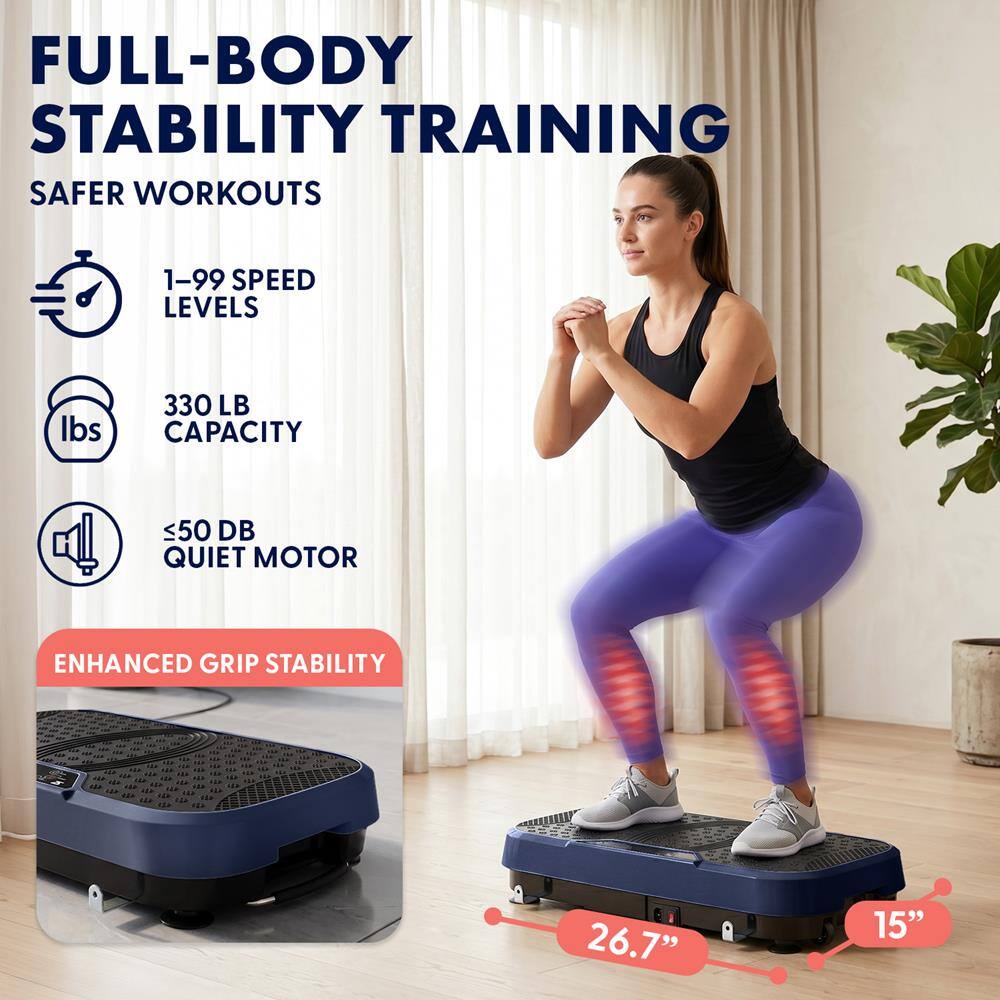 FULL-BODY STABILITY TRAINING  
SAFER WORKOUTS  
1-99 SPEED LEVELS  
330 LB CAPACITY  
≤50 DB QUIET MOTOR  
ENHANCED GRIP STABILITY  
26.7" x 15"