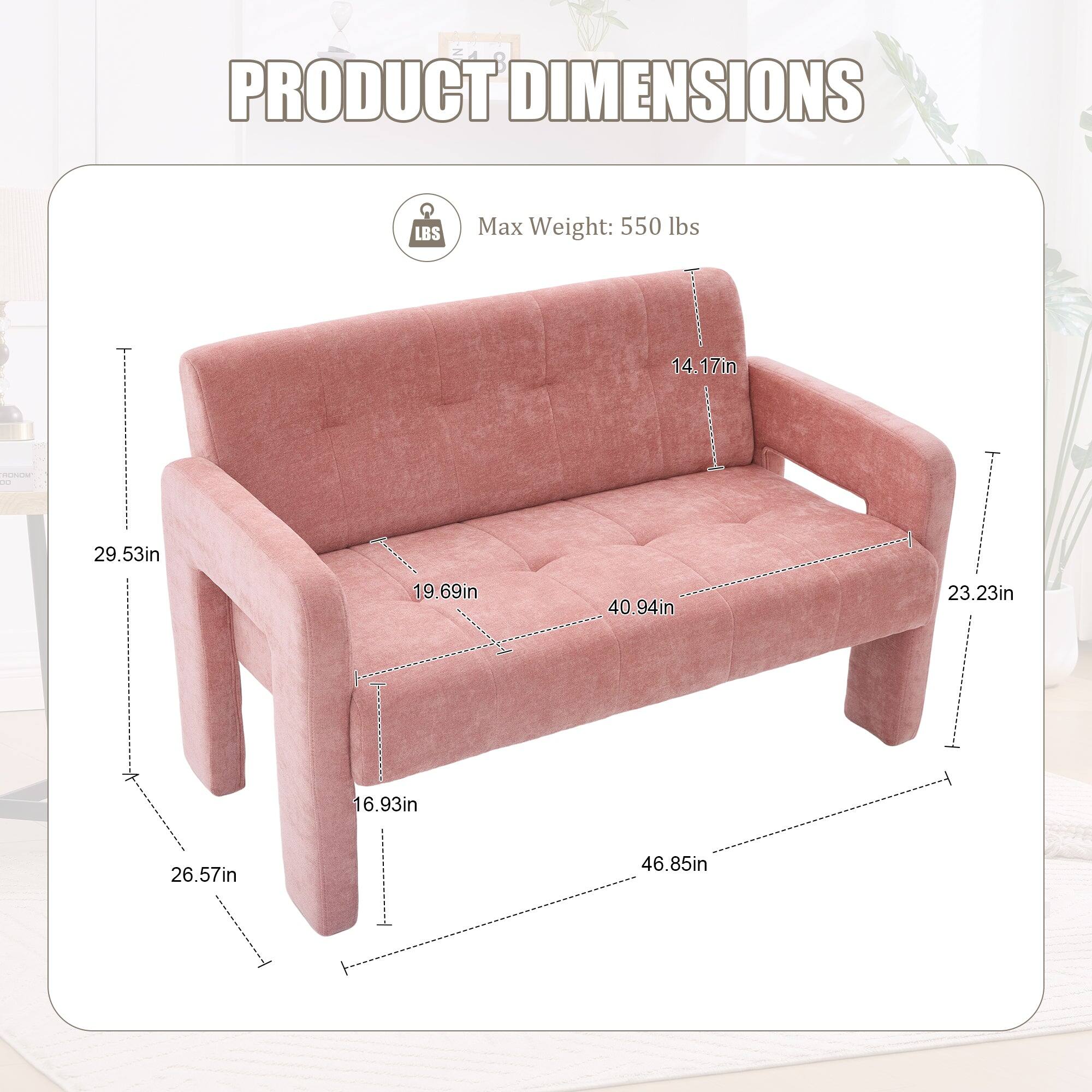 PRODUCT DIMENSIONS  
Max Weight: 550 lbs  
14.17in  
29.53in  
19.69in  
40.94in  
23.23in  
16.93in  
26.57in  
46.85in