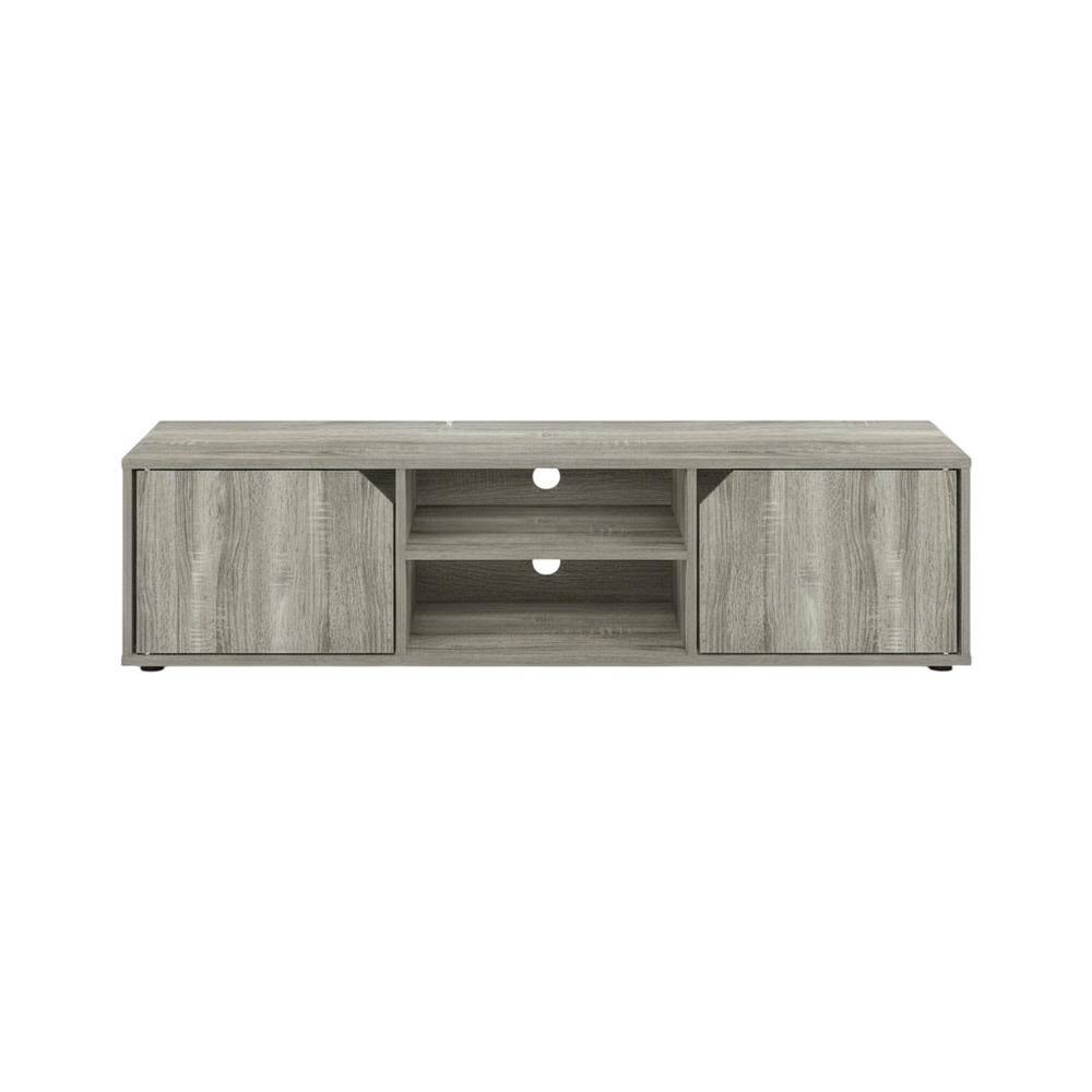 Alt View 3. FurniFact - Wood TV Stand for Up to 55 Inch Displays in French Oak Finish with Modern Design - Gray.