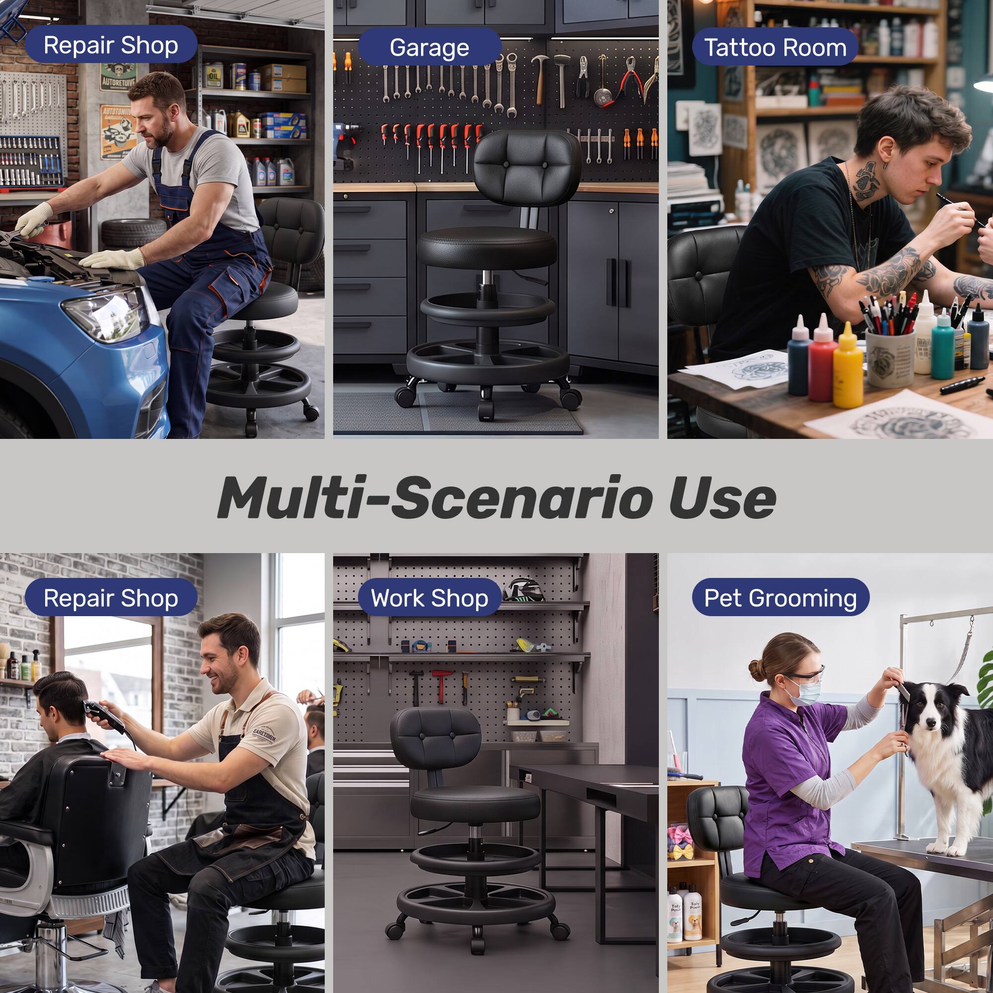 Repair Shop  
Garage  
Tattoo Room  
Multi-Scenario Use  
Repair Shop  
Work Shop  
Pet Grooming