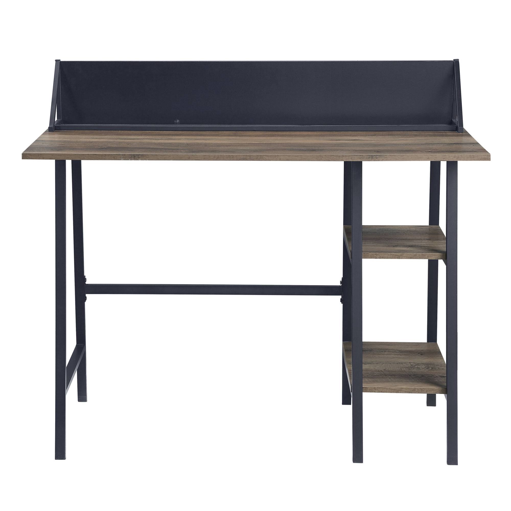 Alt View 6. GOODSILO - Rustic Oak Writing Desk with Black Metal Legs and Integrated Storage Shelf for Modern Home Office - Oak.