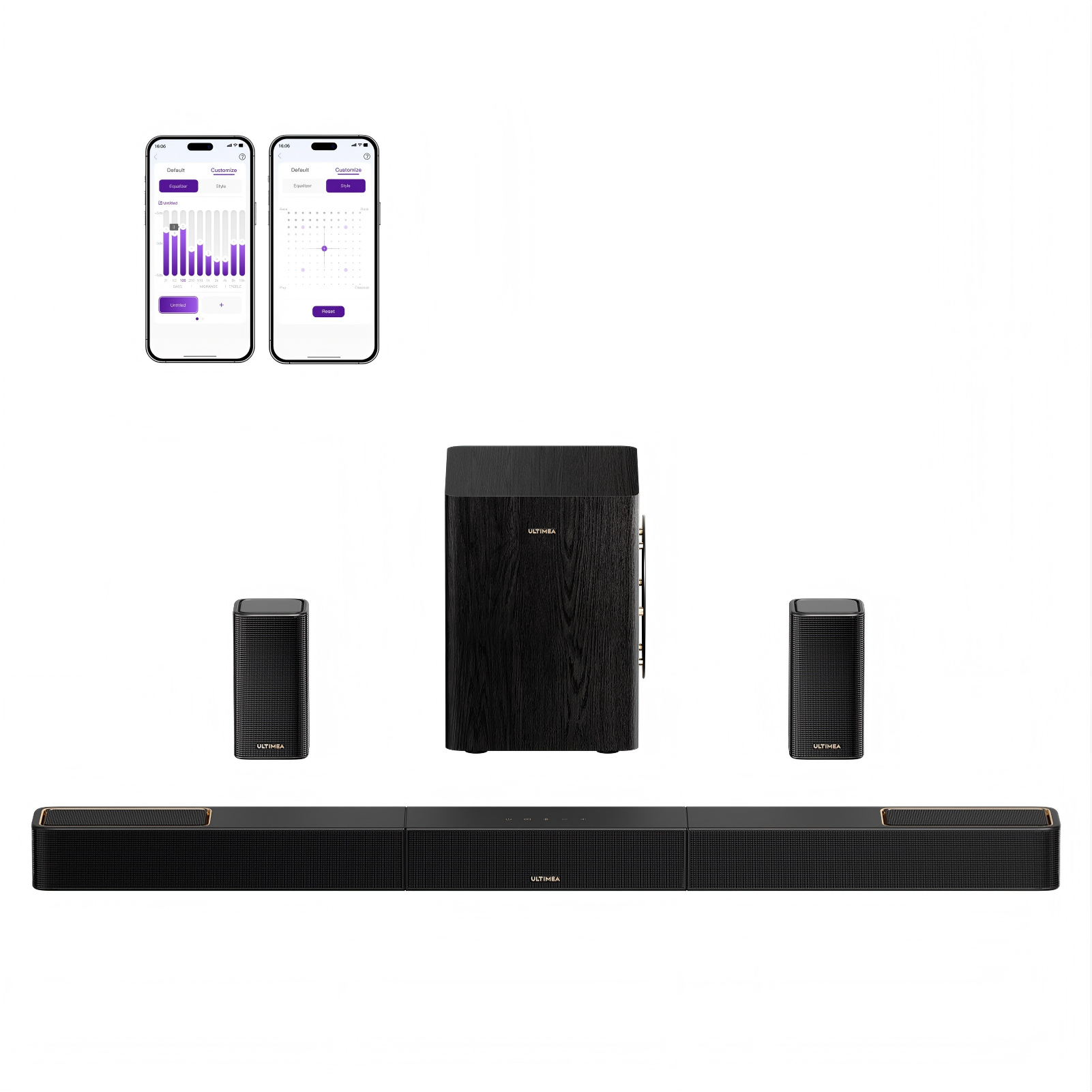 Ultimea - Skywave Series 5.1.2ch Wireless Surround Sound System for TV, Dolby Atmos Sound Bar, 530W - Black